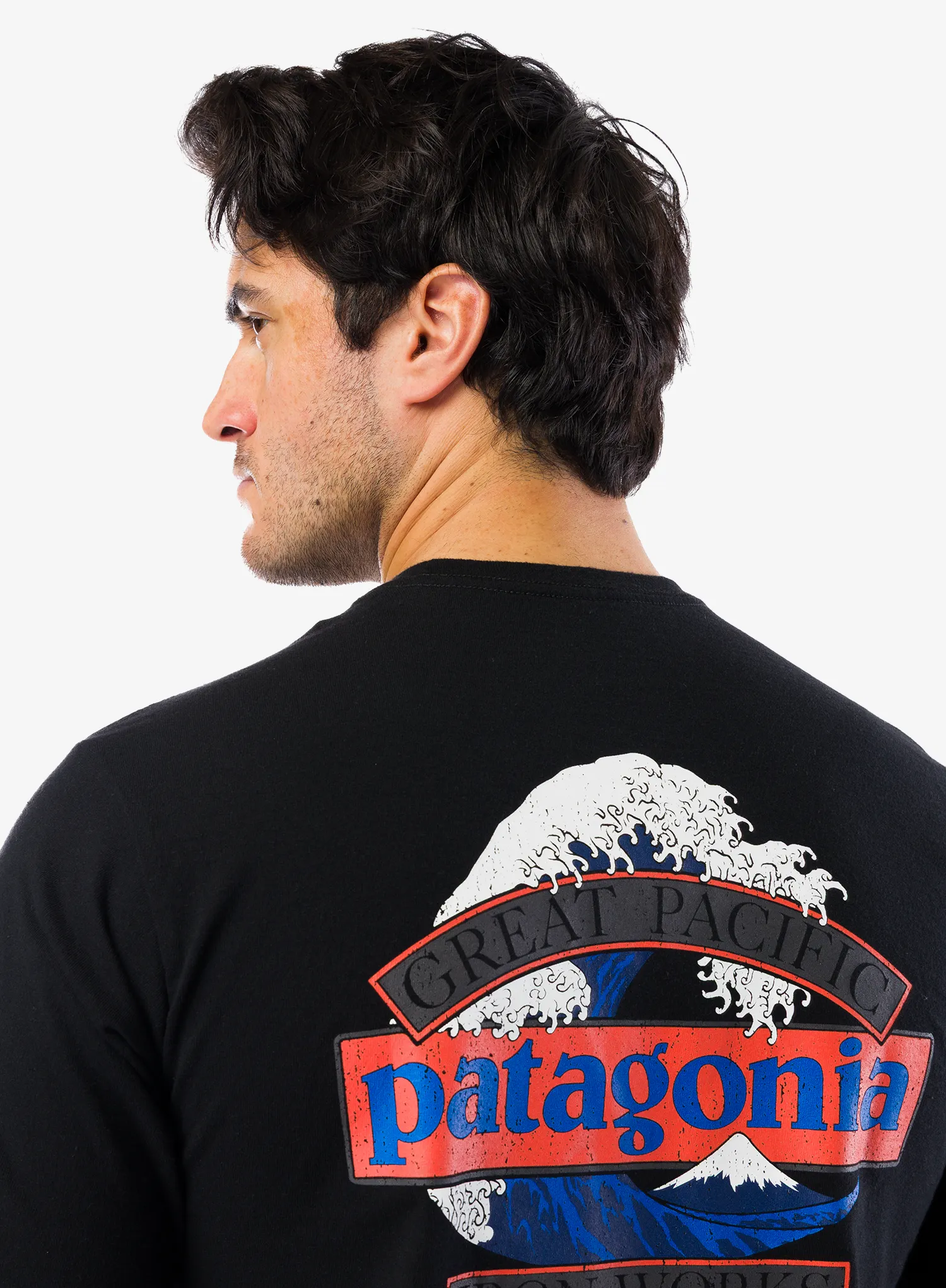 Spauda ant marškinėlių Patagonia Great Waves Responsibili-Tee - black