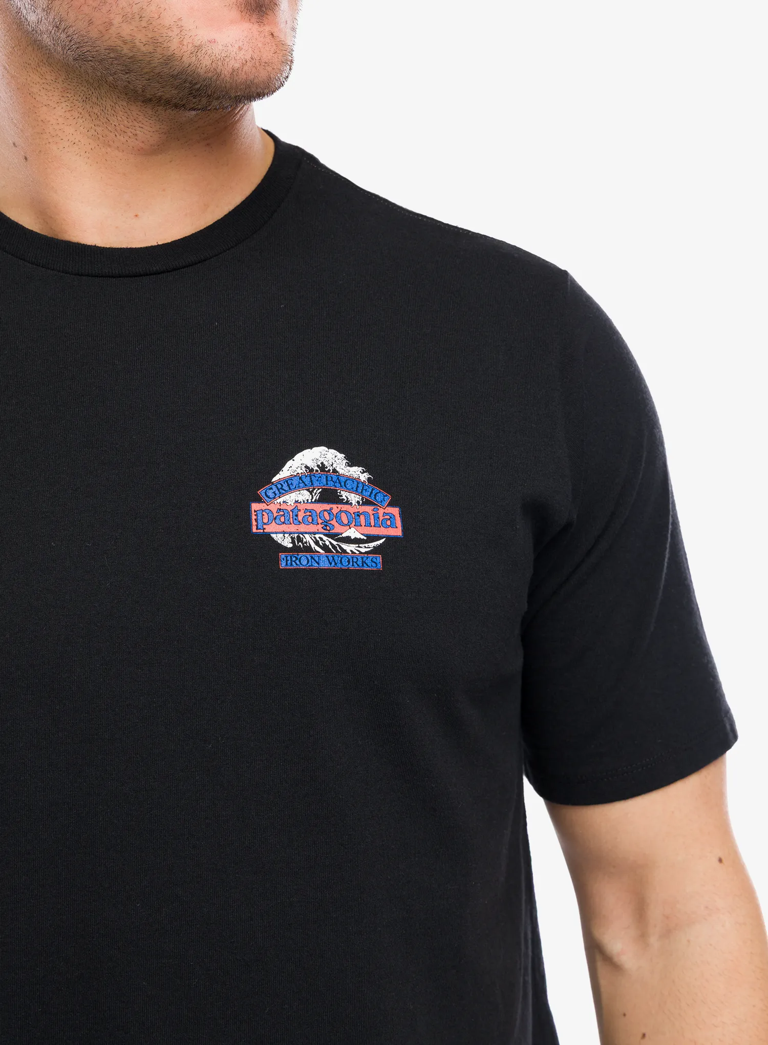 Spauda ant marškinėlių Patagonia Great Waves Responsibili-Tee - black