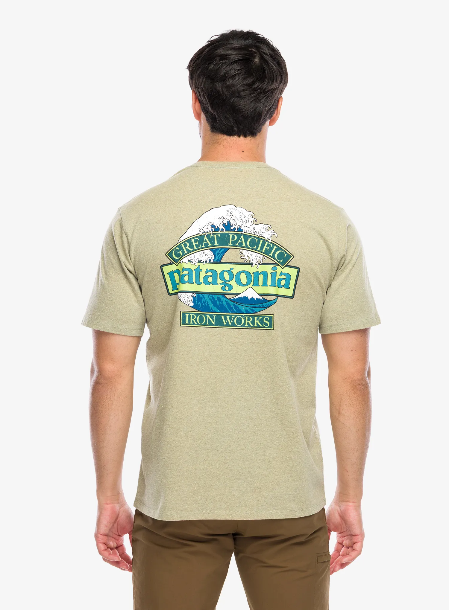 Spauda ant marškinėlių Patagonia Great Waves Responsibili-Tee - gumtree green