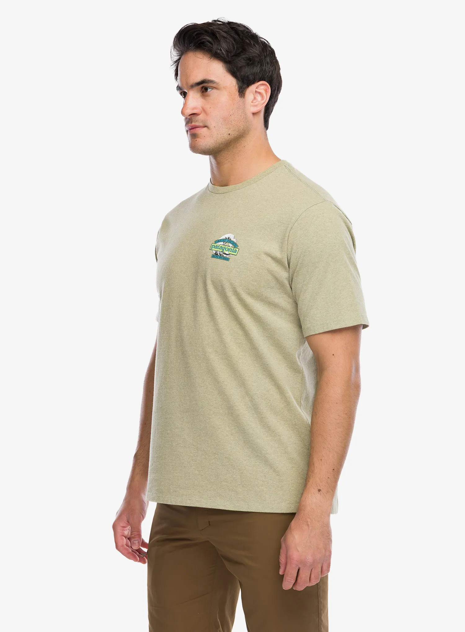 Spauda ant marškinėlių Patagonia Great Waves Responsibili-Tee - gumtree green