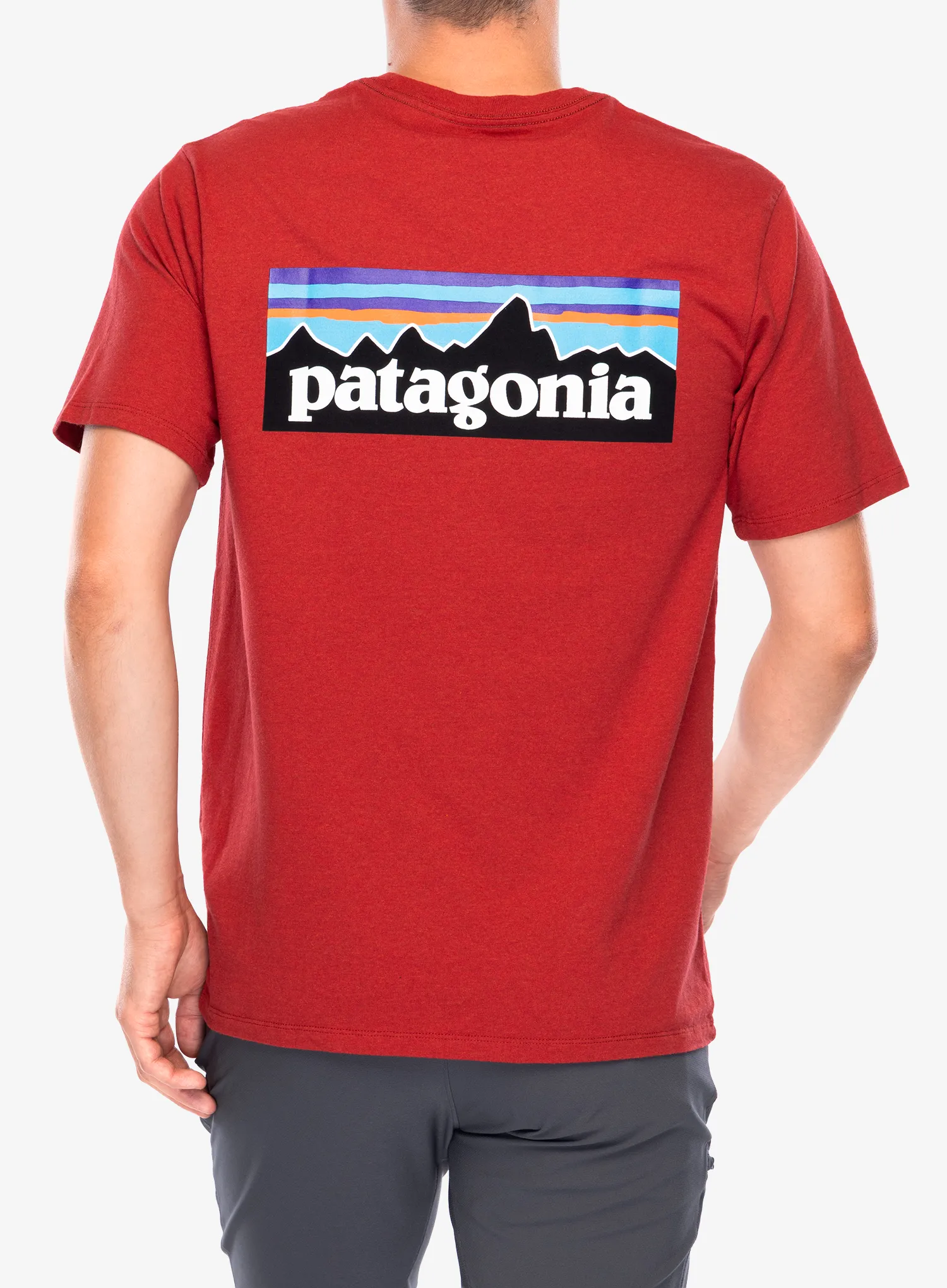 Spauda ant marškinėlių Patagonia P-6 Logo Responsibili-Tee - amanita red