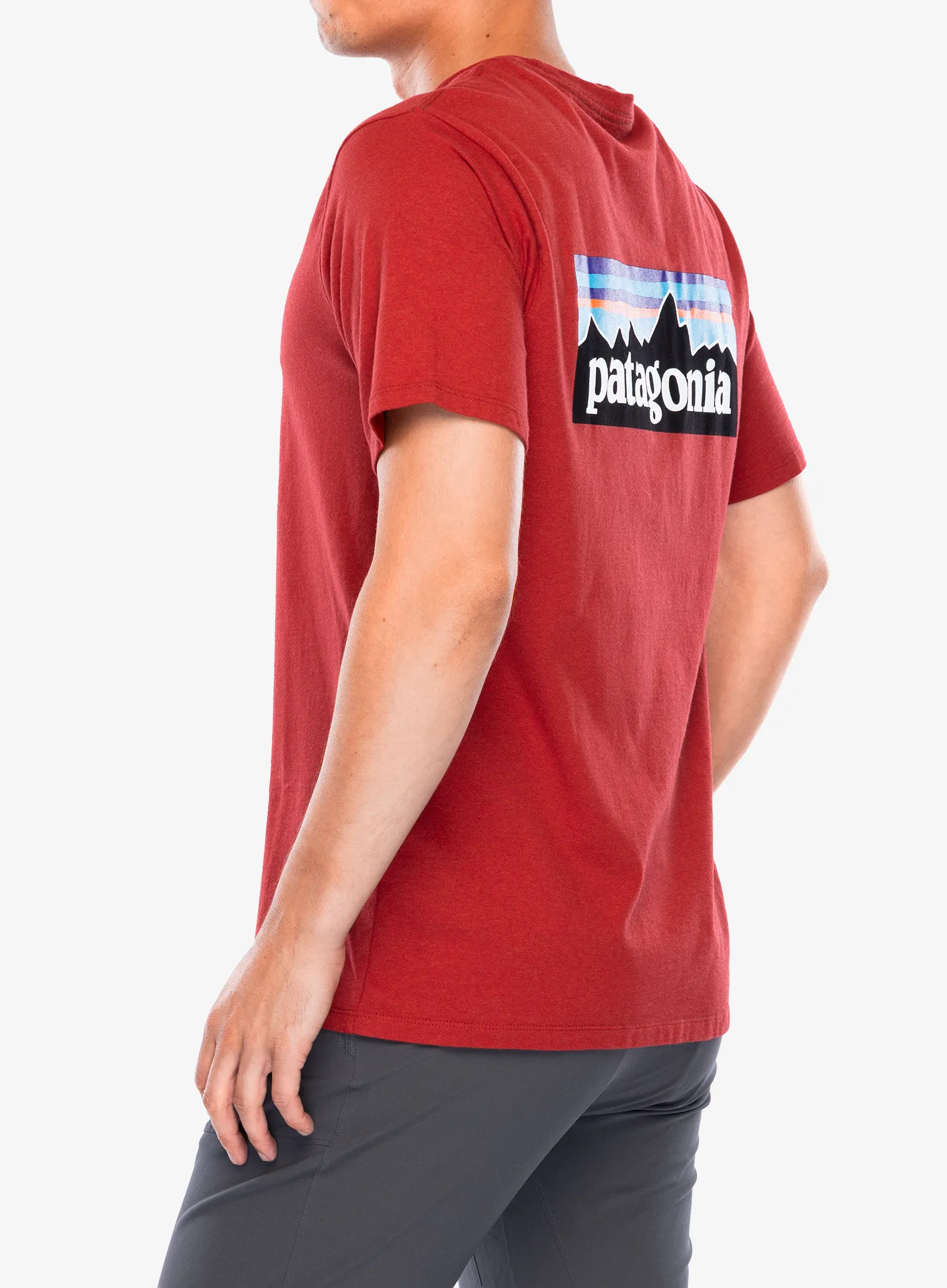 Spauda ant marškinėlių Patagonia P-6 Logo Responsibili-Tee - amanita red