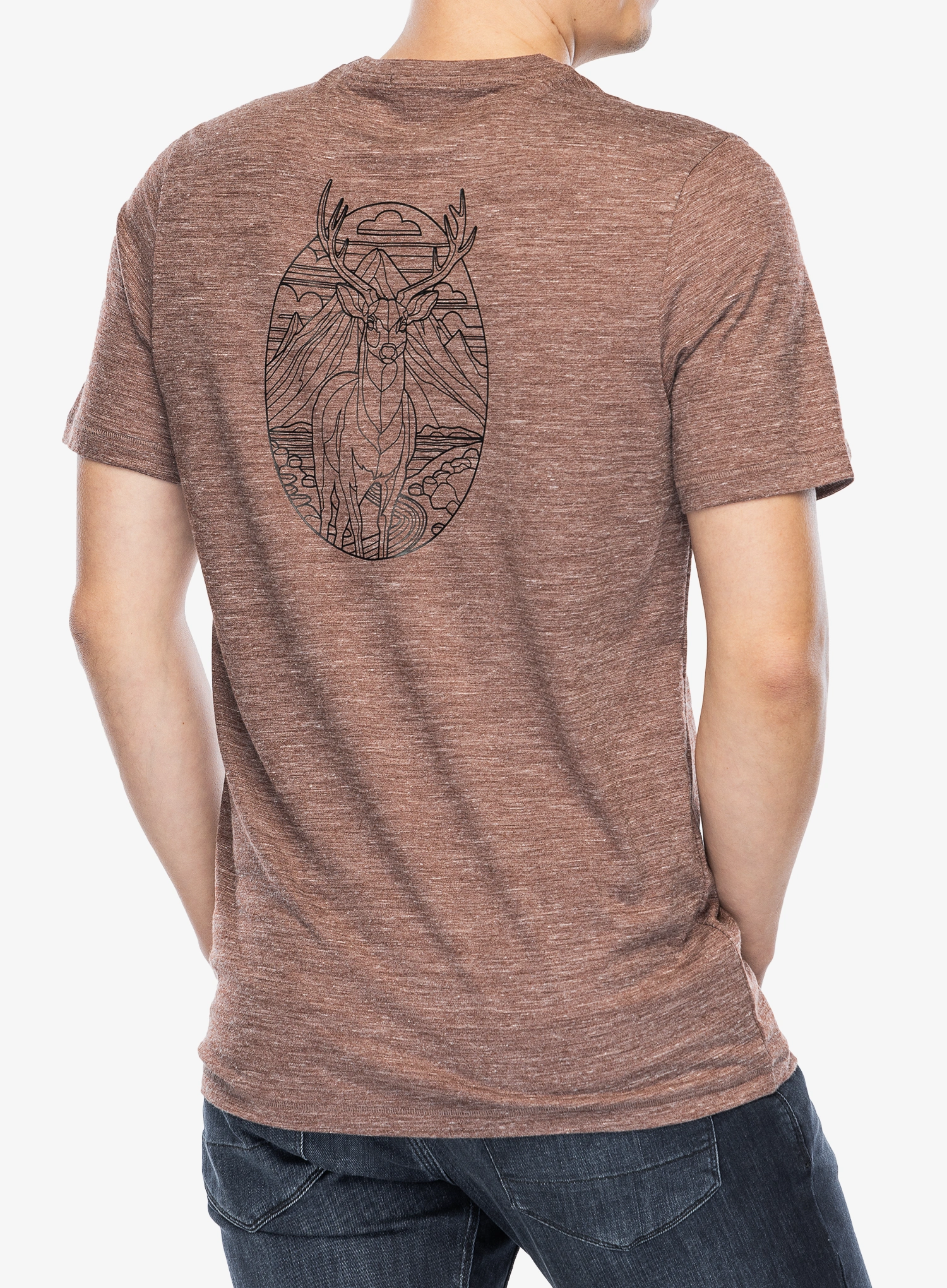 Spauda ant marškinėlių Smartwool Stag Stare Hemp Short Sleeve Graphic Tee - sable brown heather