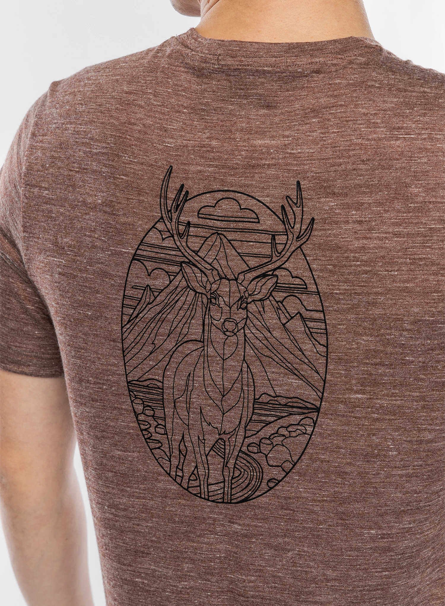 Spauda ant marškinėlių Smartwool Stag Stare Hemp Short Sleeve Graphic Tee - sable brown heather