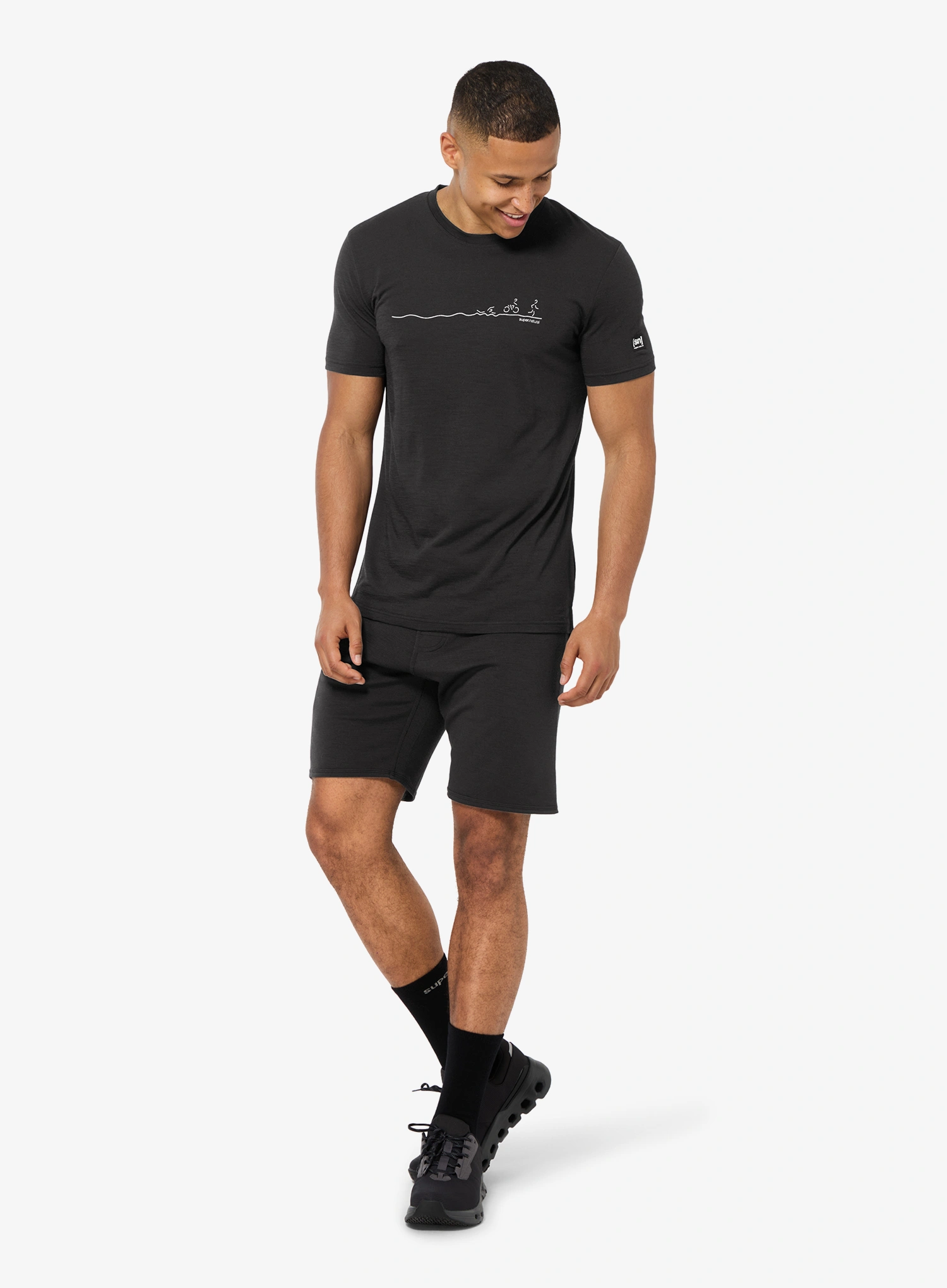 Spauda ant marškinėlių Super.natural Tri Tee - jet black/vapor grey