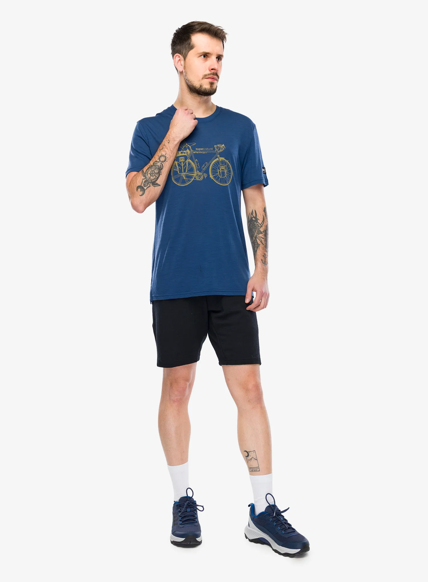 Spauda ant marškinėlių Super.natural Wander Wheel Tee - ocean blue/dried tobacco