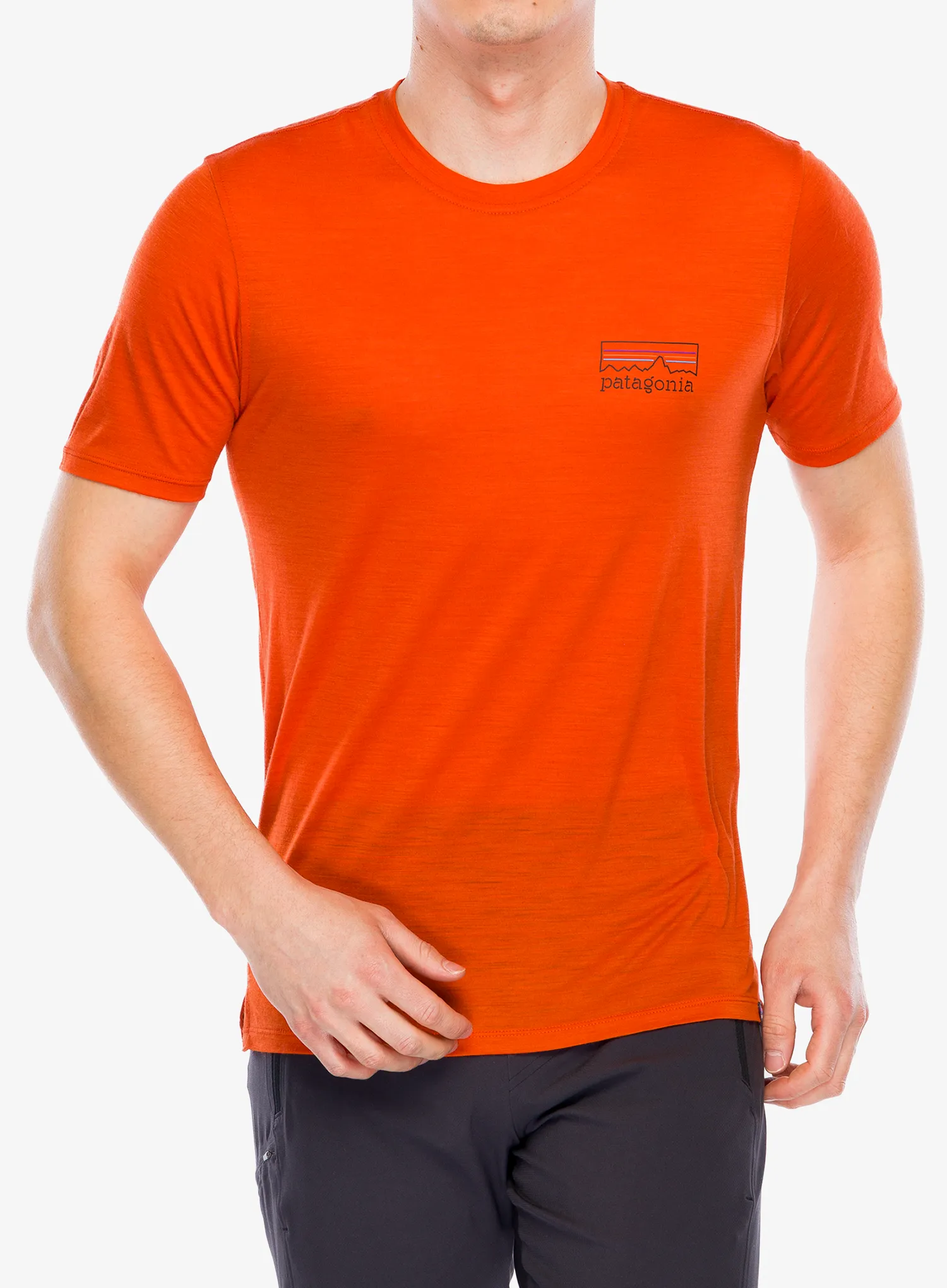 Merino T shirt Patagonia Cap Cool Merino Graphic Shirt - fitz roy strata/orange