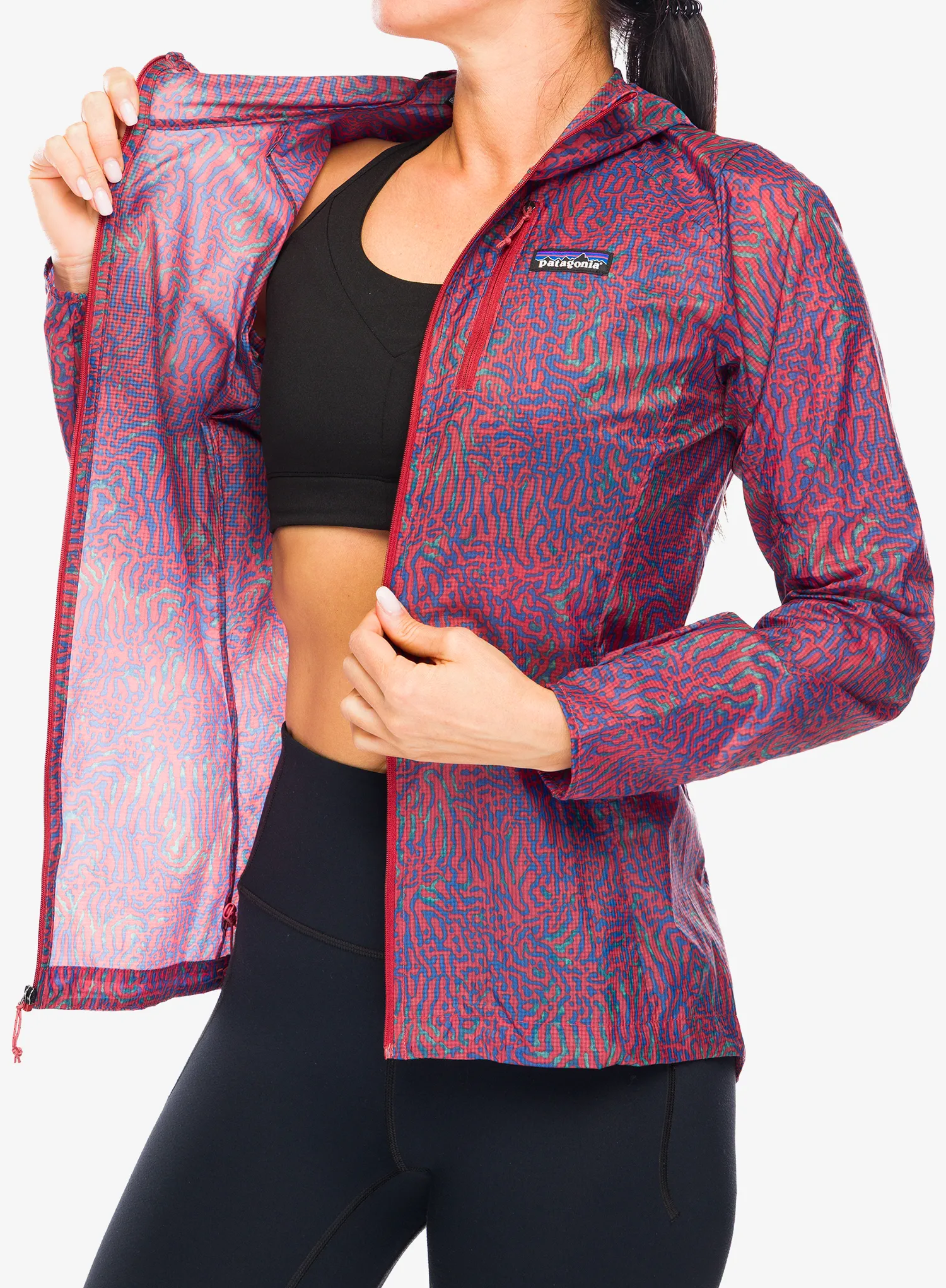 Moteriška bėgimo striukė Patagonia Houdini Jacket - sea run/potters red
