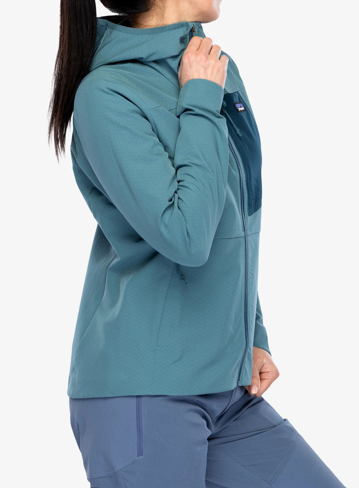 Moteriška striukė Patagonia R1 CrossStrata Hoody - wetland blue