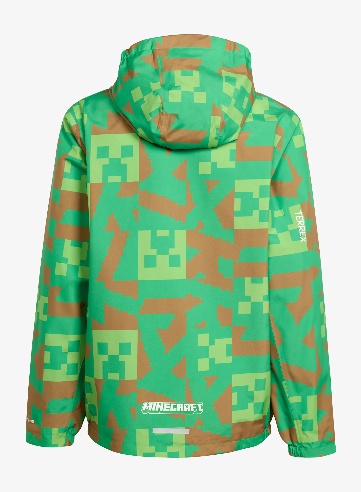 Vaikiška striukė adidas TERREX Minecraft Climaproof Rain Jacket - green/brown desert/luc lime