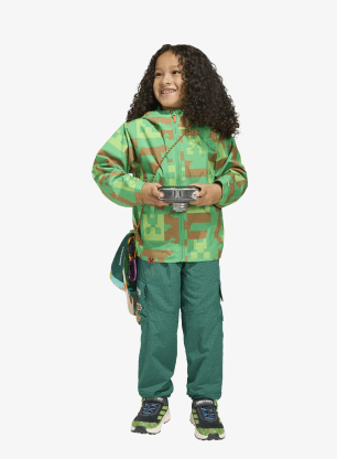 Vaikiška striukė adidas TERREX Minecraft Climaproof Rain Jacket - green/brown desert/luc lime