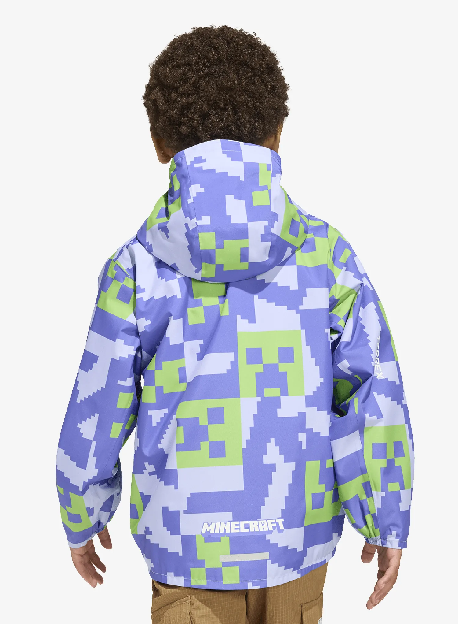 Vaikiška striukė adidas TERREX Minecraft Climaproof Rain Jacket - violet to/cobalt blue/luc lime