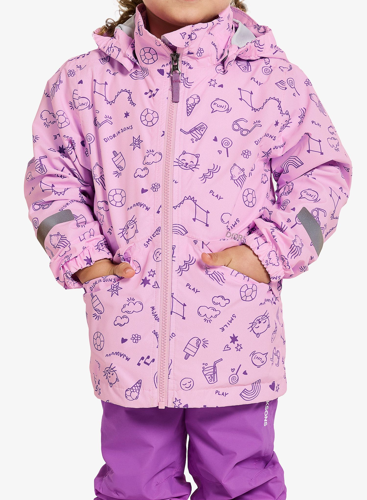 Striukė mergaitėms Didriksons Norma Print Jacket 3 - doodle orchid pink