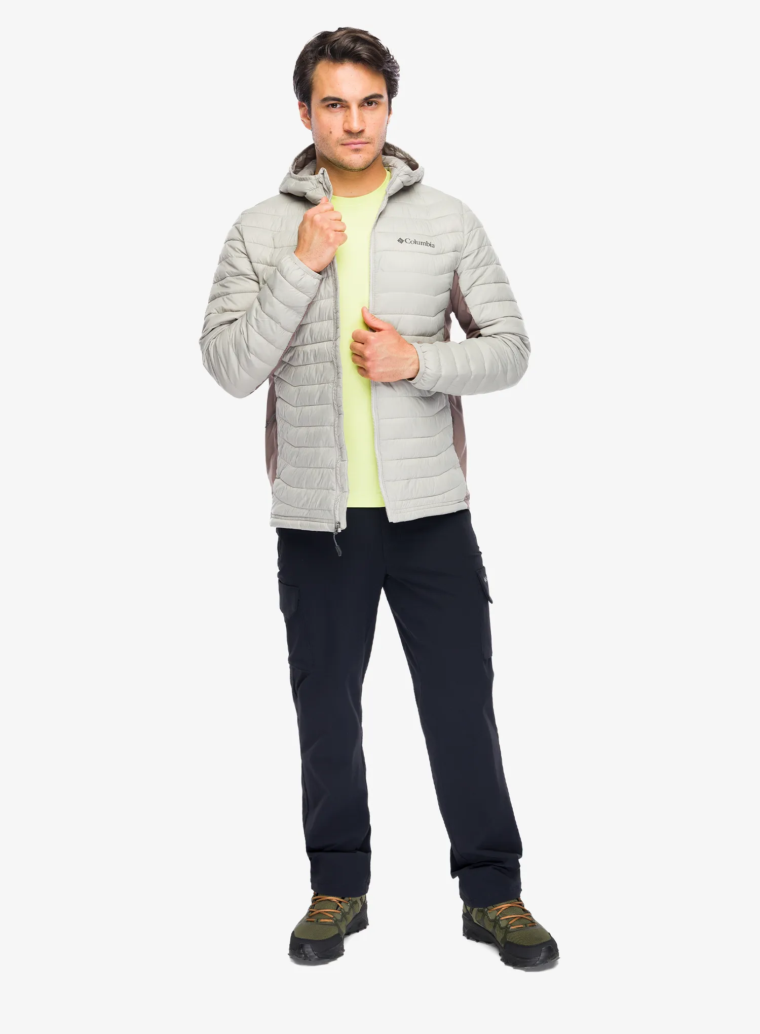 Šilta striukė Columbia Powder Pass Hybrid Hooded Jacket - flint grey/iron
