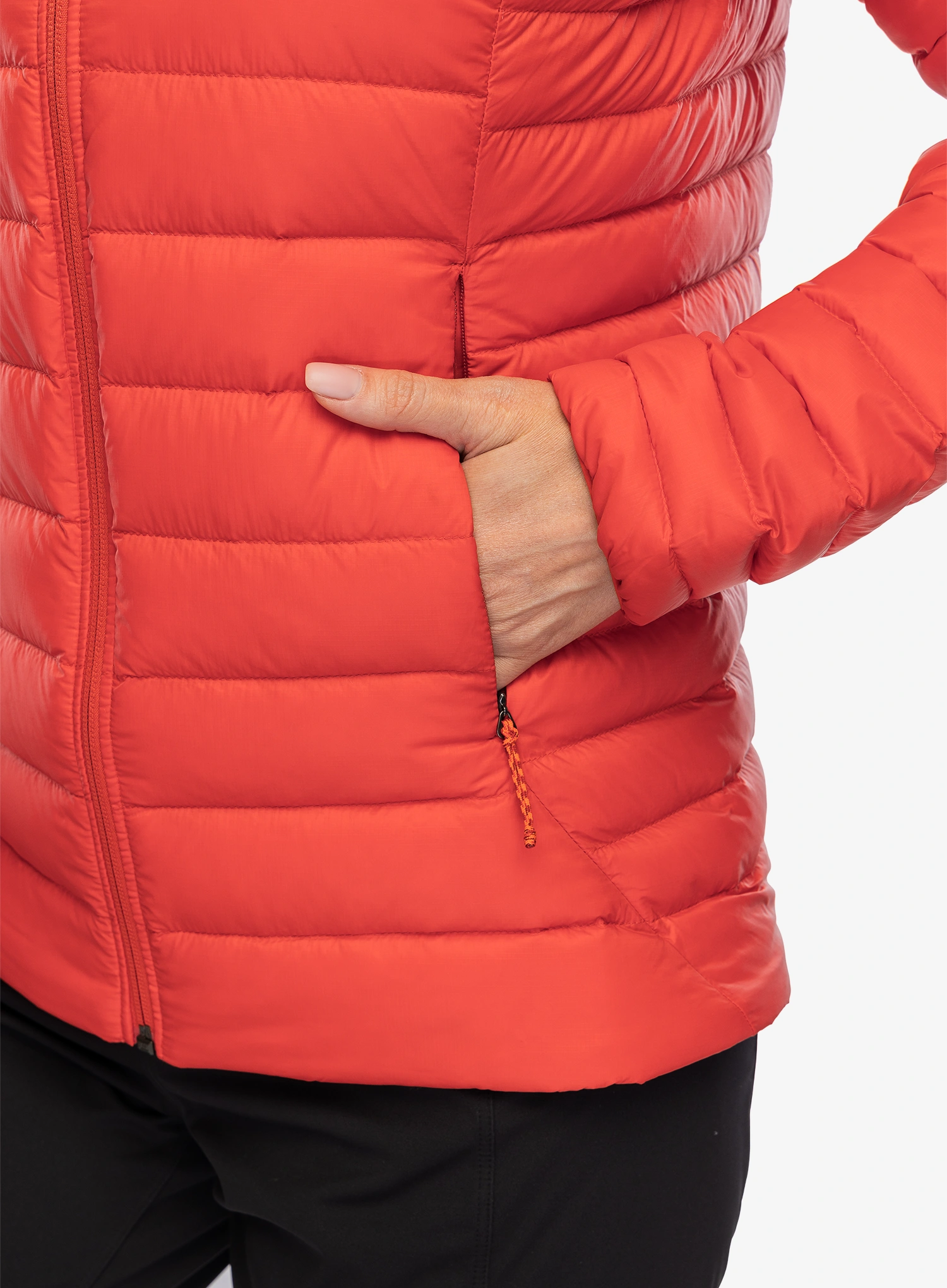 Pūkinė striukė moterims Patagonia Down Sweater Hoody - sizzle red