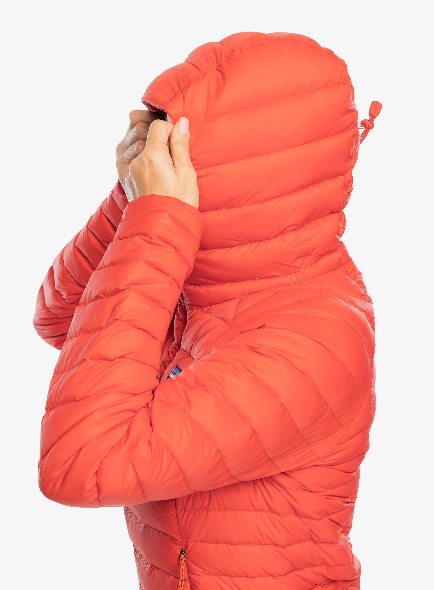 Pūkinė striukė moterims Patagonia Down Sweater Hoody - sizzle red