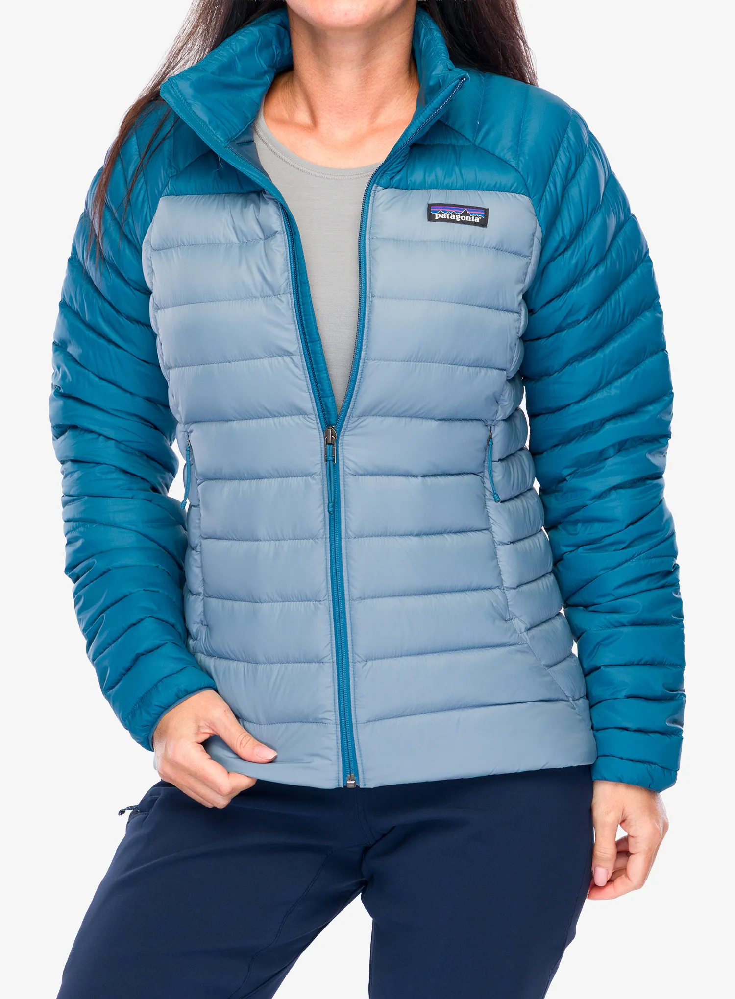 Pūkinė striukė moterims Patagonia Down Sweater - light plume grey