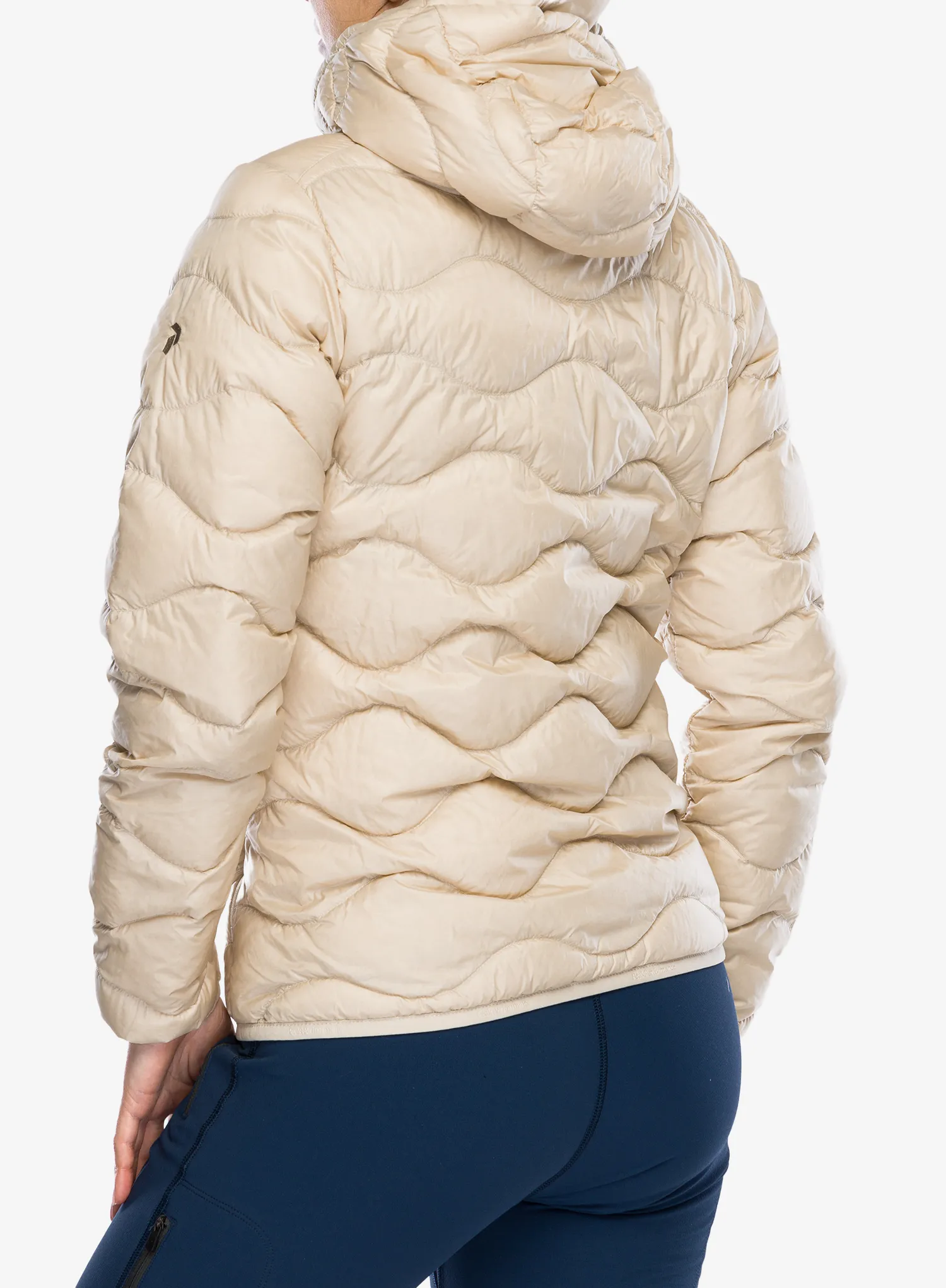 Pūkinė striukė moterims Peak Performance Helium Down Hood Jacket - sand fog