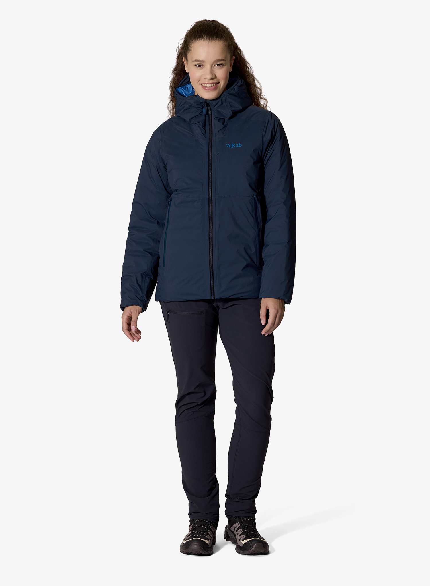 Pūkinė striukė moterims Rab Microlight Shield Jacket - galaxy blue