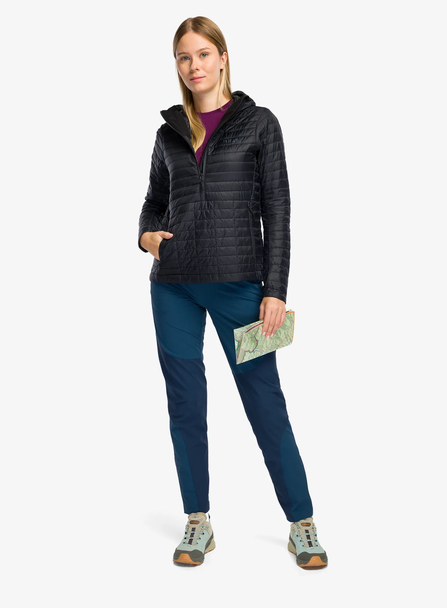 Pūkinė striukė moterims Rab Microlighter Pullover Hoody - black/black