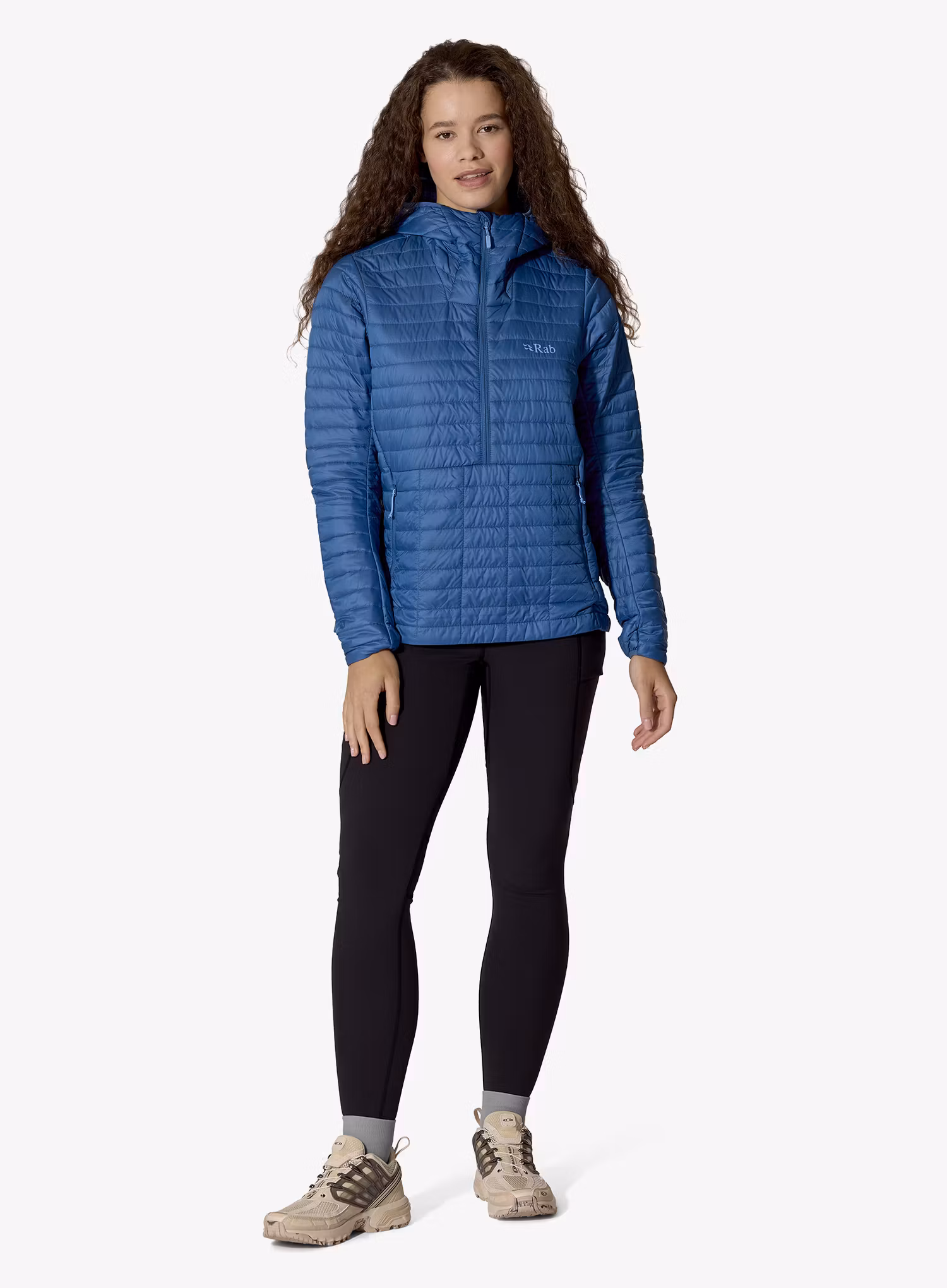 Pūkinė striukė moterims Rab Microlighter Pullover Hoody - dark bluebird