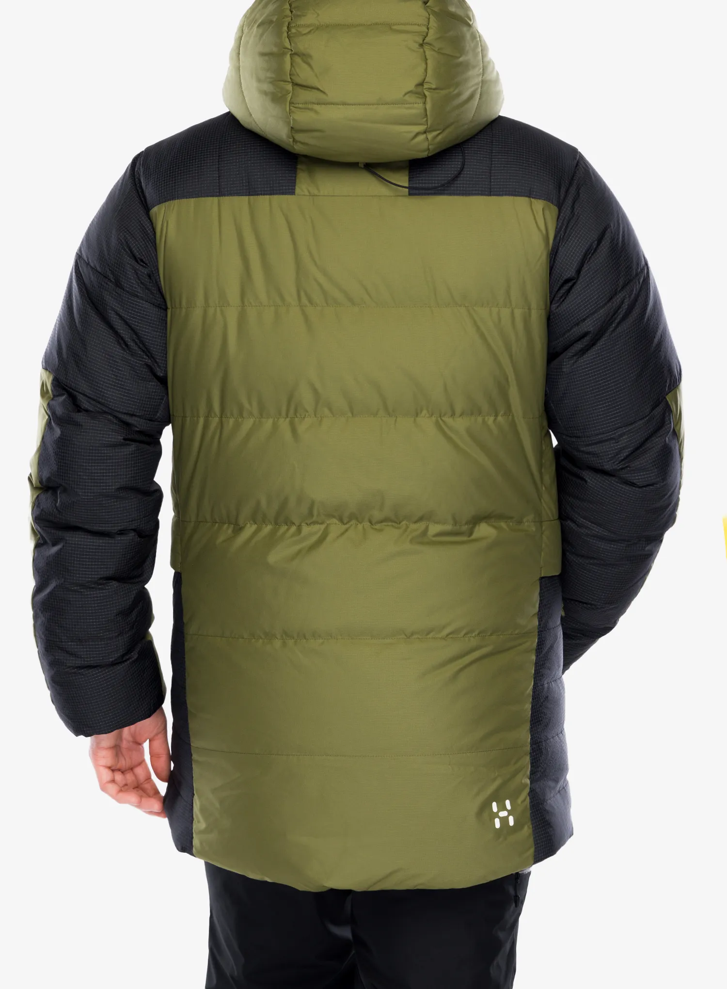 Pūkinė striukė Haglofs Riksgransen Down 850 Hood - olive green/true black