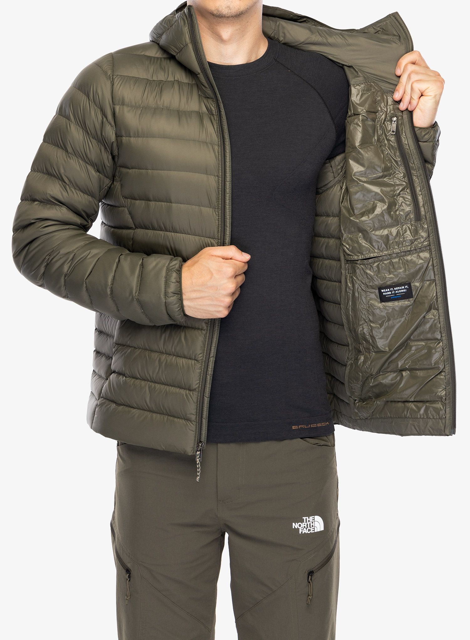 Pūkinė striukė Patagonia Down Sweater Hoody - pine needle green