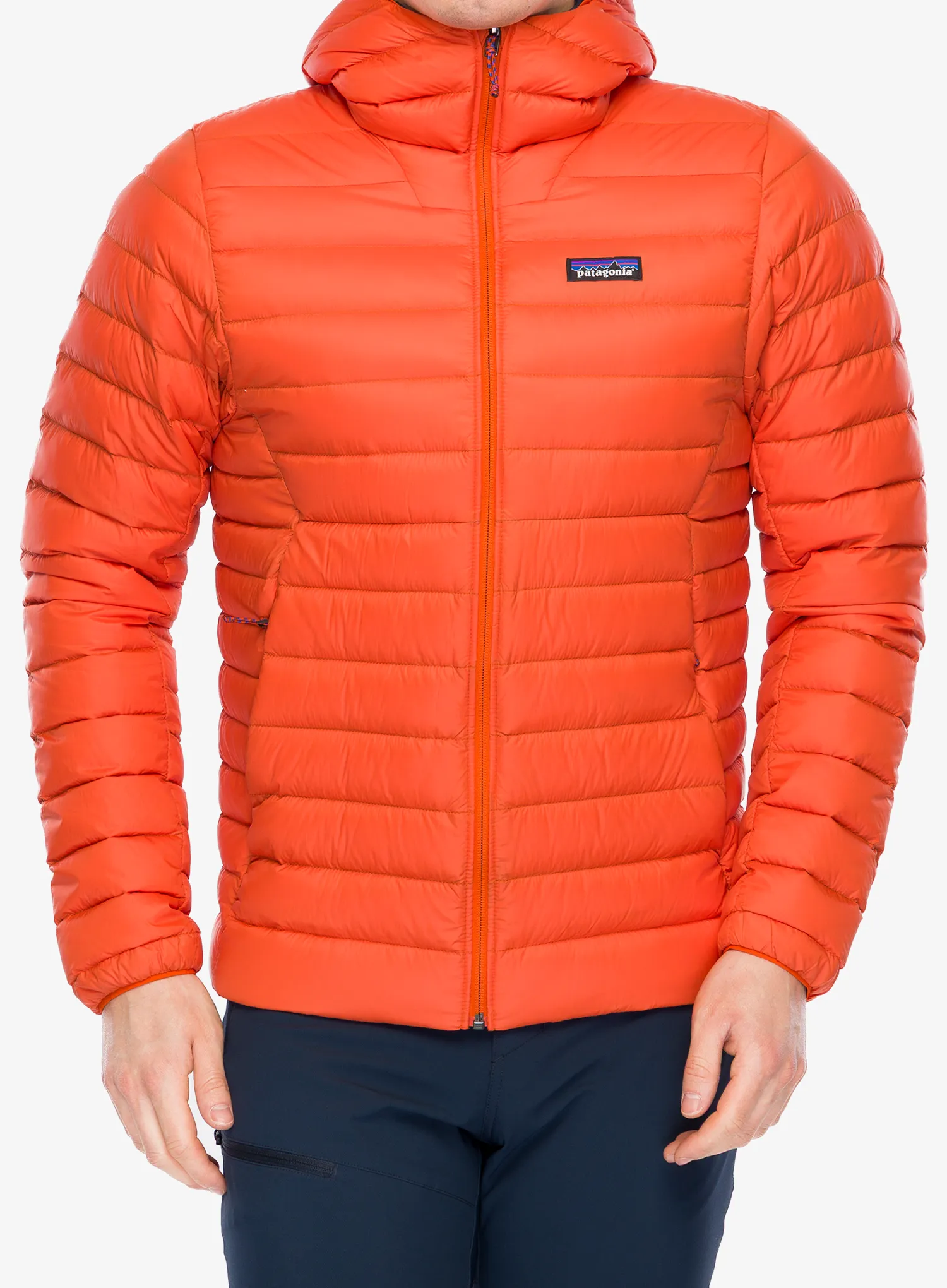 Pūkinė striukė Patagonia Down Sweater Hoody - pollinator orange