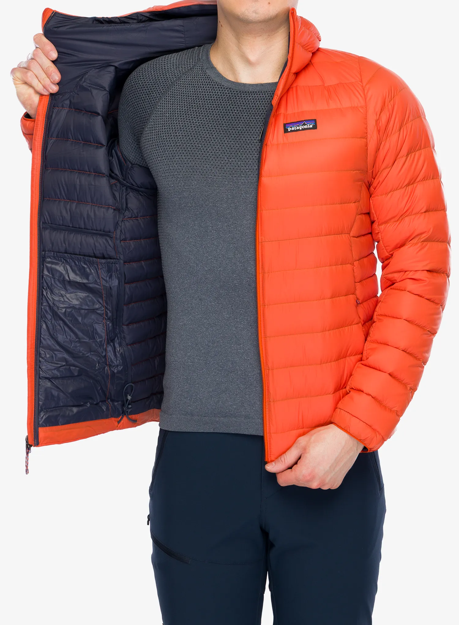 Pūkinė striukė Patagonia Down Sweater Hoody - pollinator orange