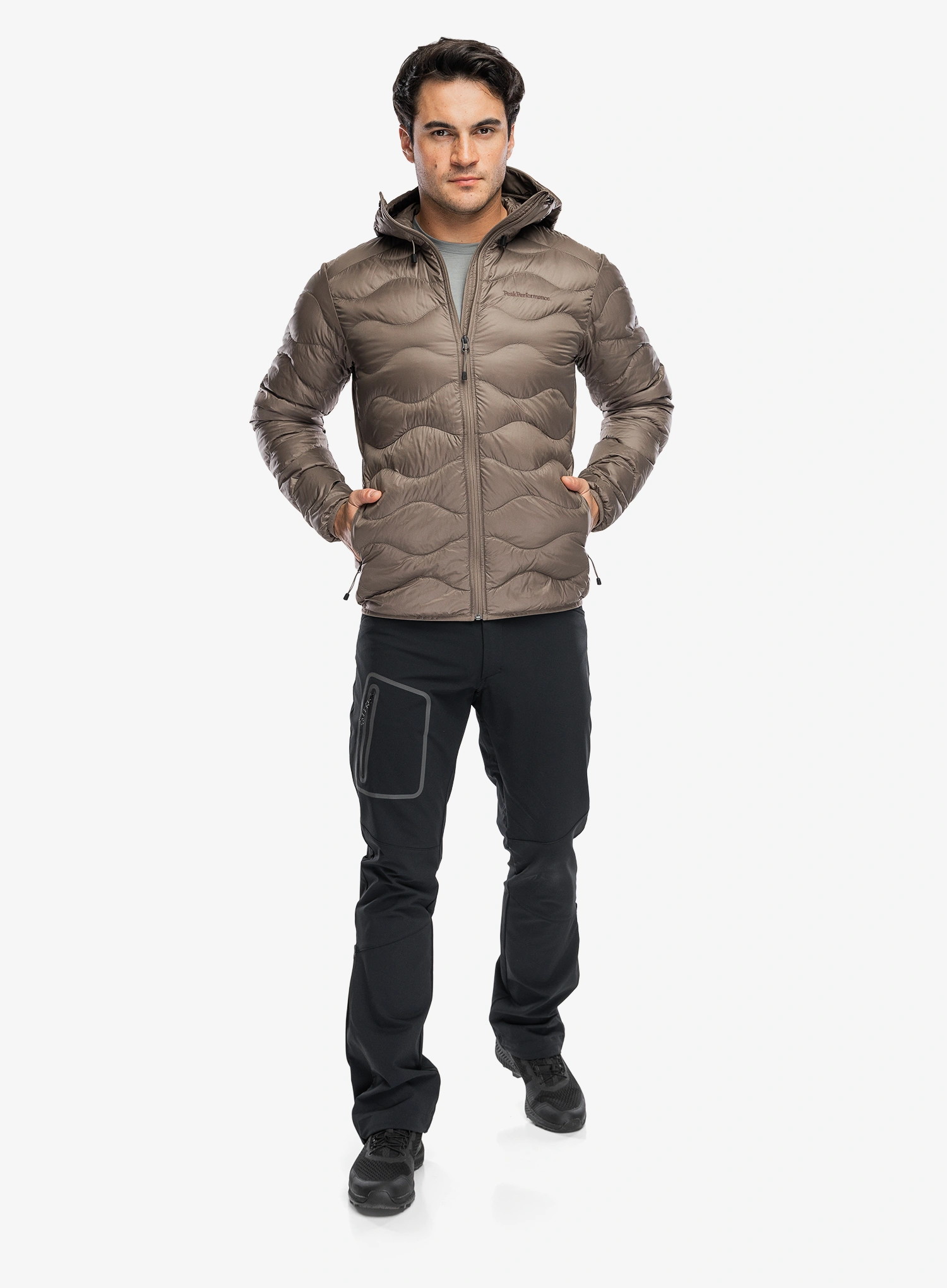 Pūkinė striukė Peak Performance Helium Down Hood Jacket - terrain tan