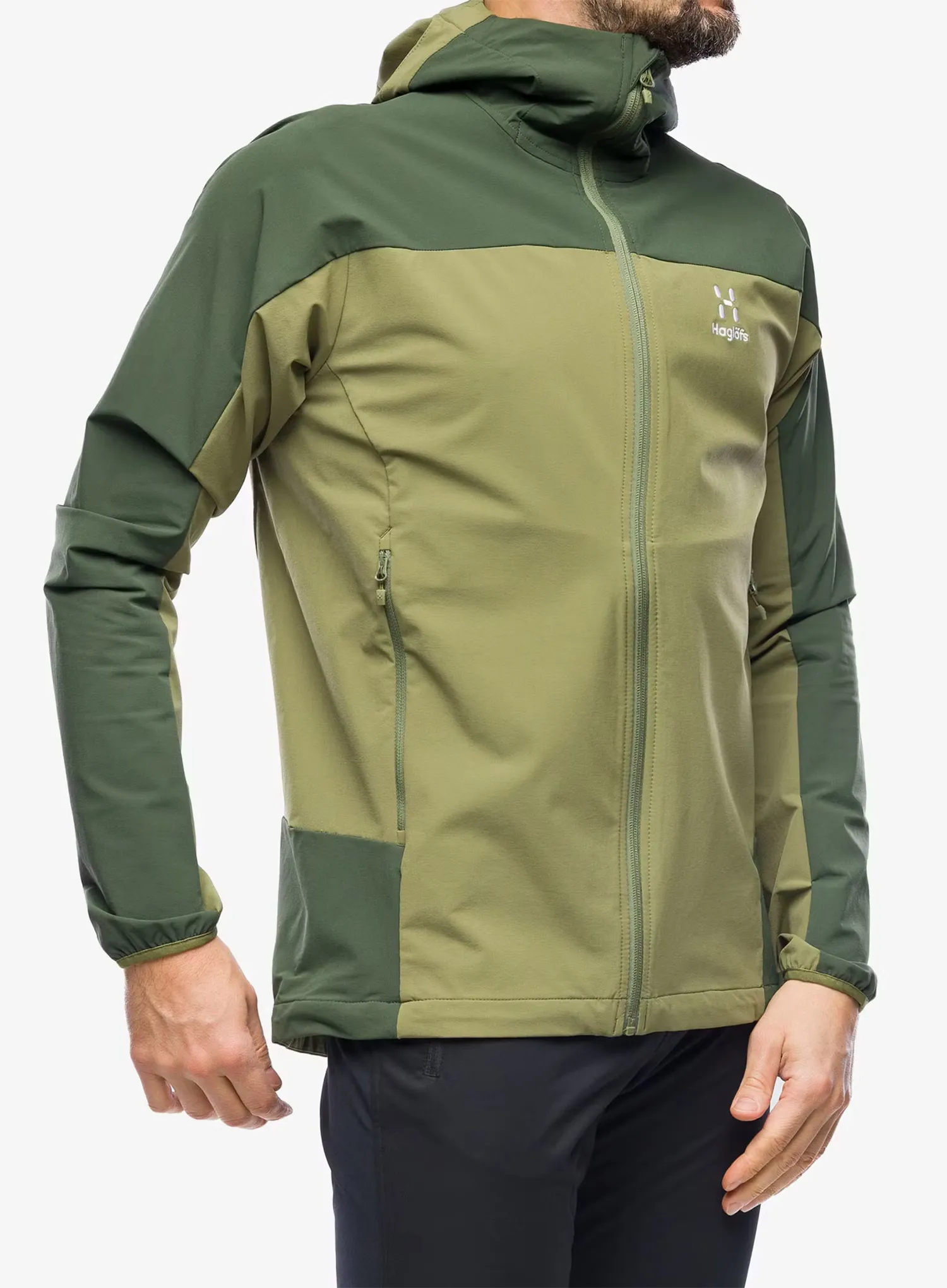 Softshell striukė Haglofs Moran Softshell Hood - olive green/seaweed green