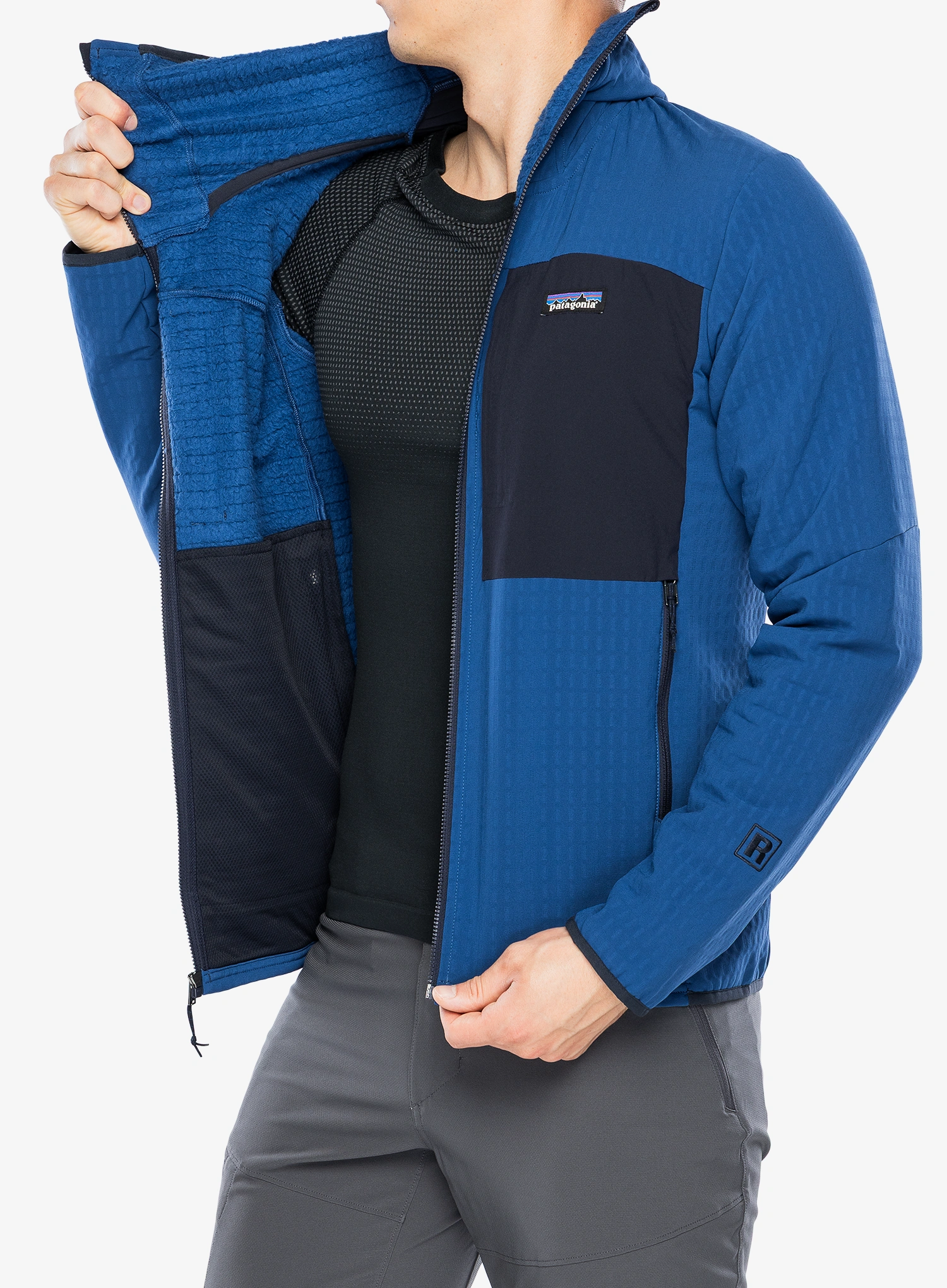 Softshell striukė Patagonia R2 TechFace Hoody - clement blue
