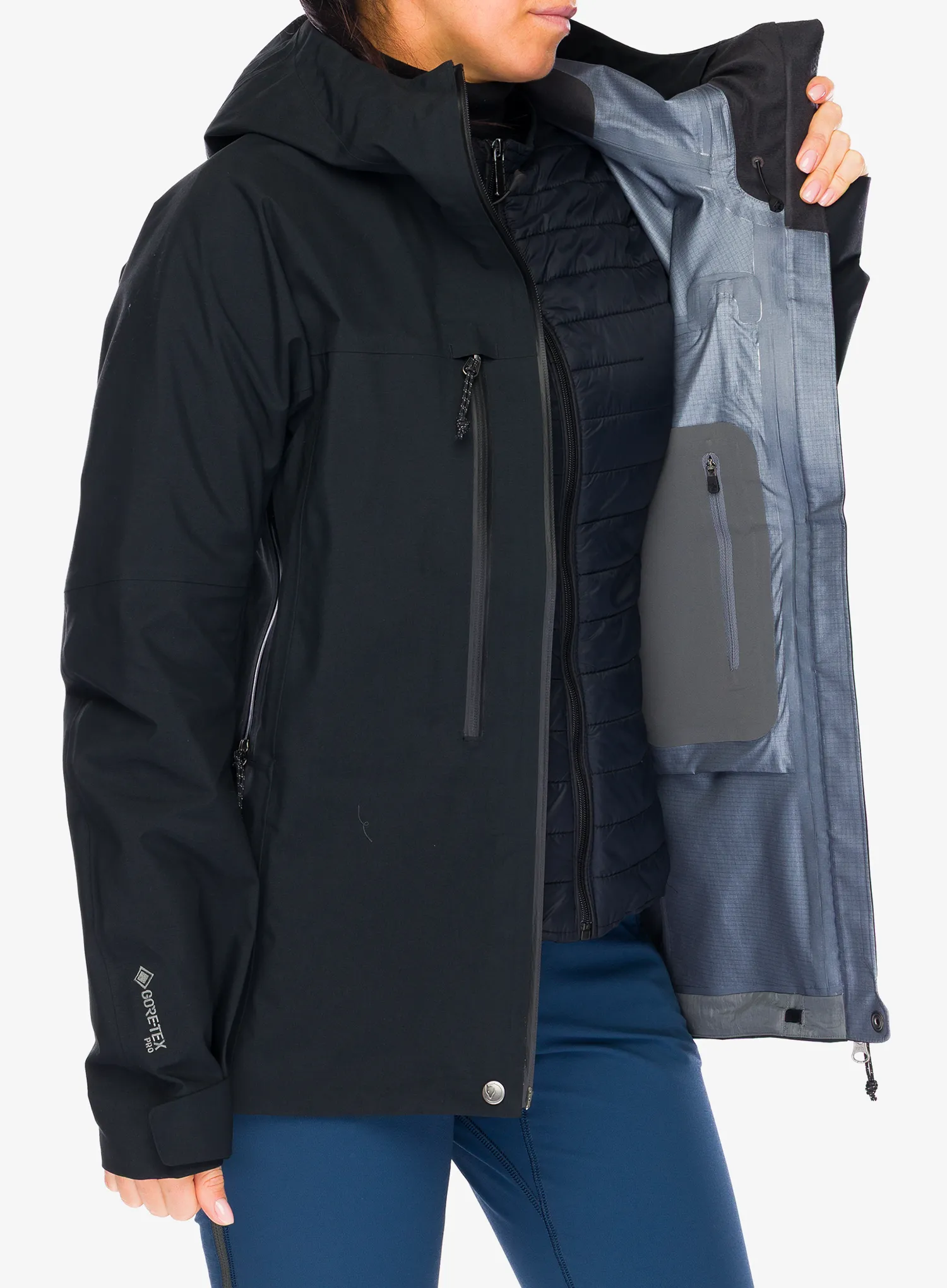 Striukė nuo lietaus moterims Fjallraven Bergtagen GTX Pro Jacket - black/black