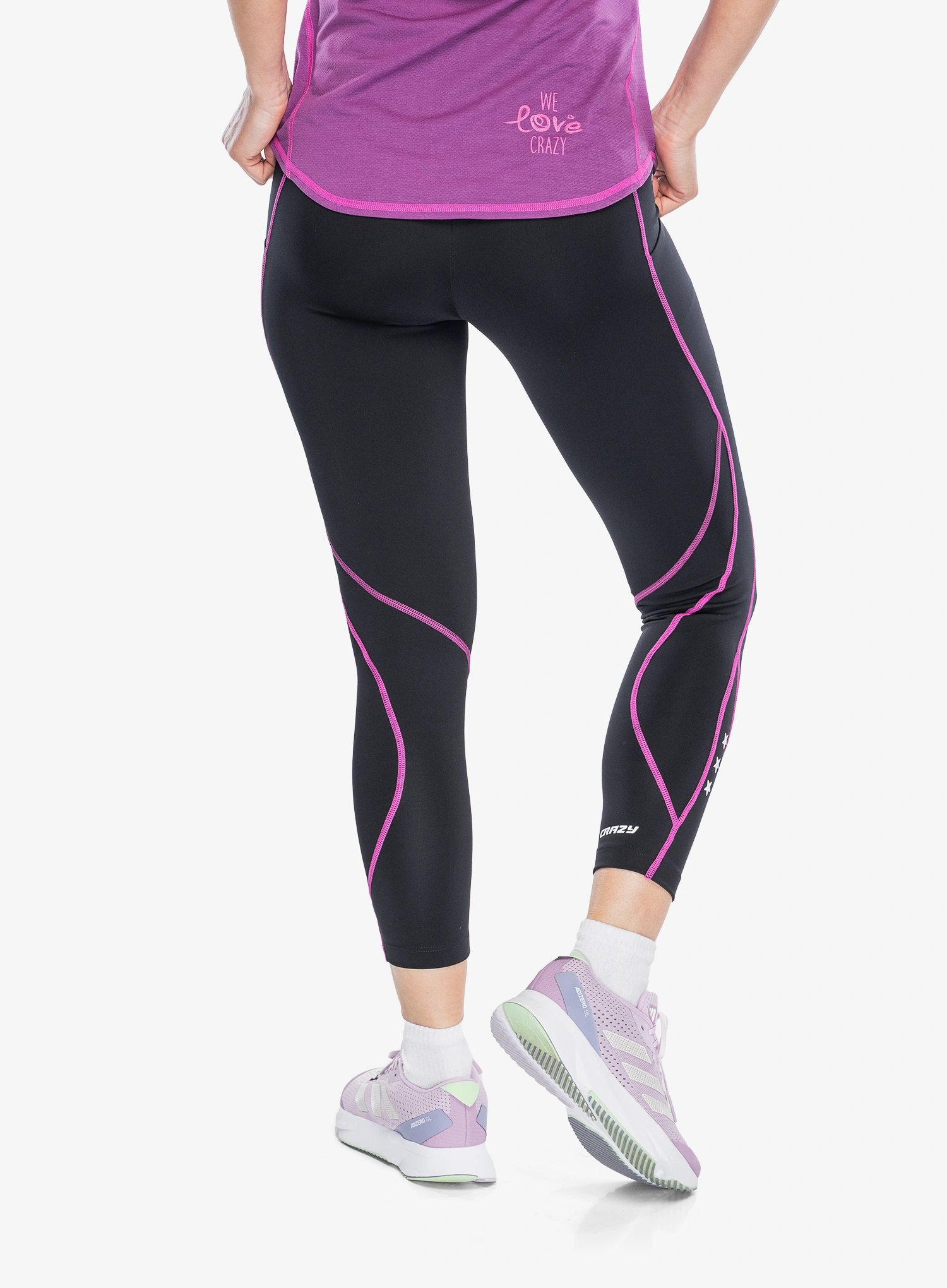 Moteriškos tamprės bėgimui Crazy Leggings Cute Light - pop