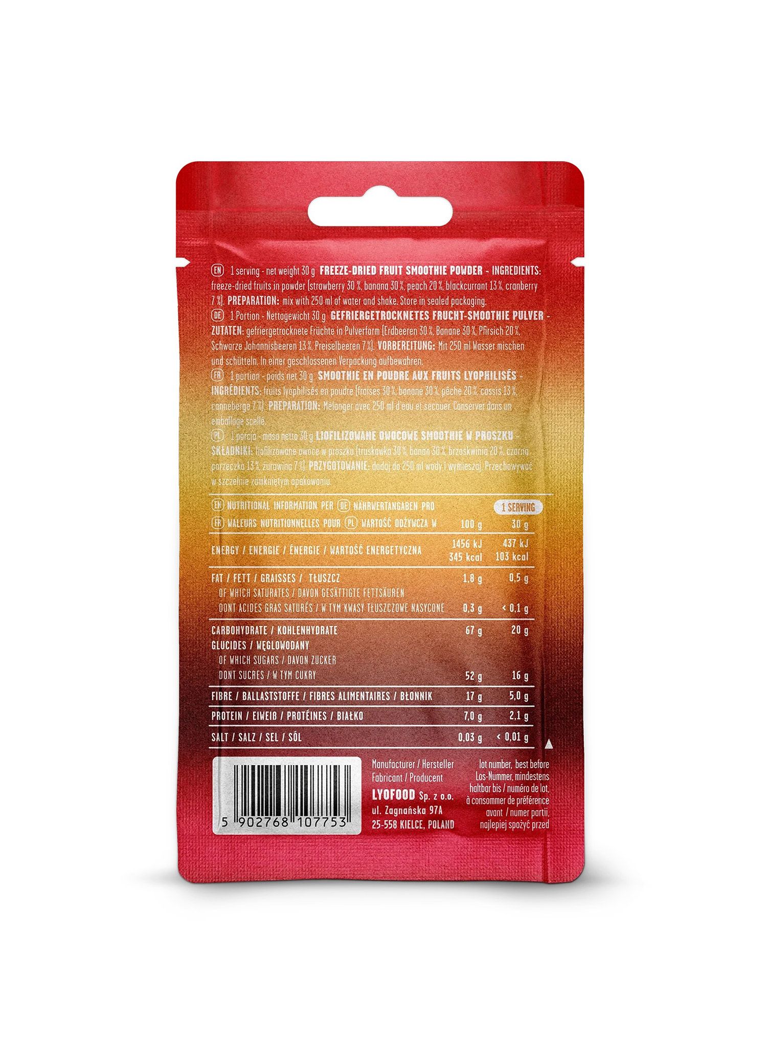 Liofilizatas LYOFOOD Red Smoothie 280 ml