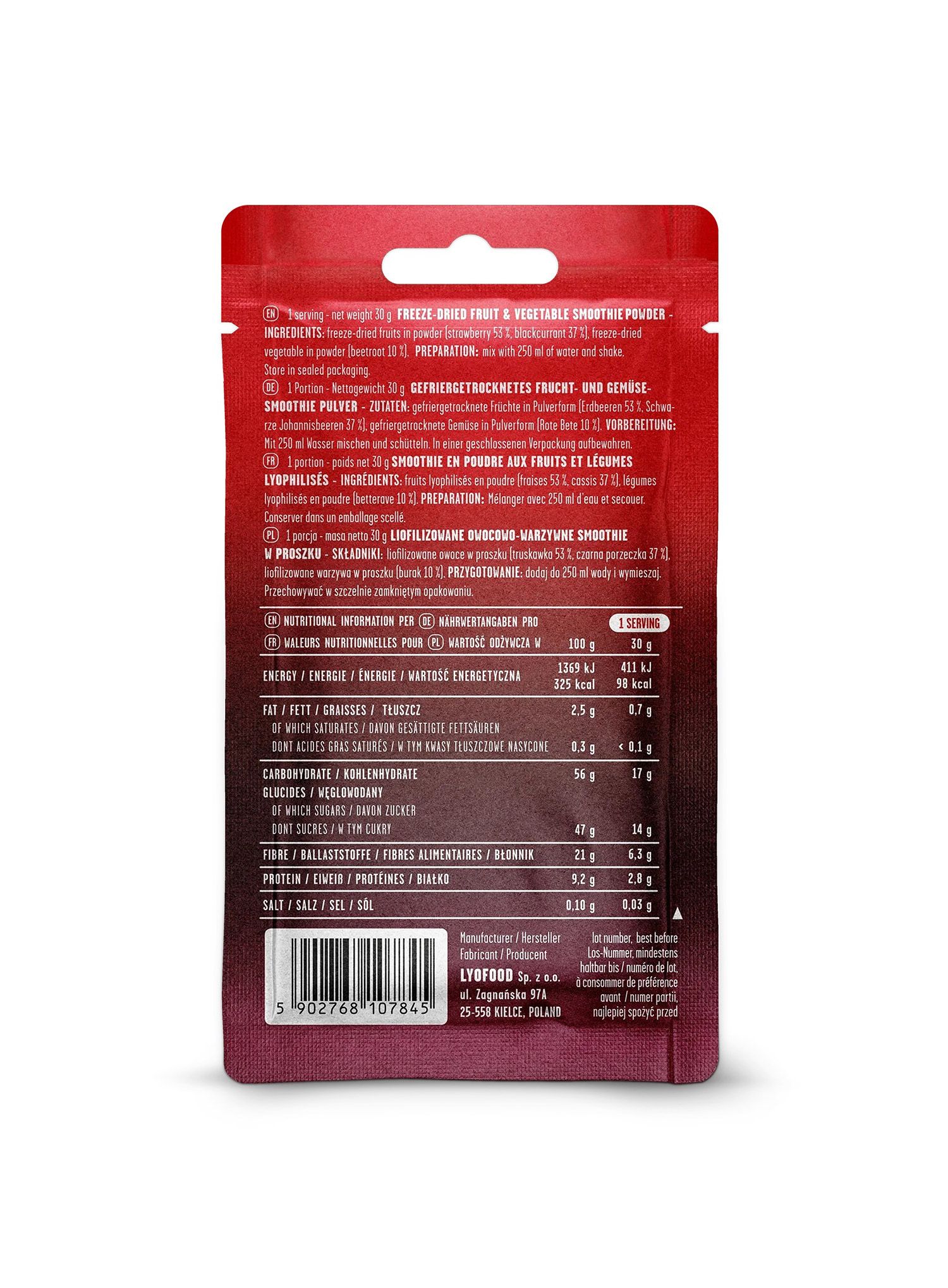 Liofilizatas LYOFOOD Ruby Smoothie 280 ml