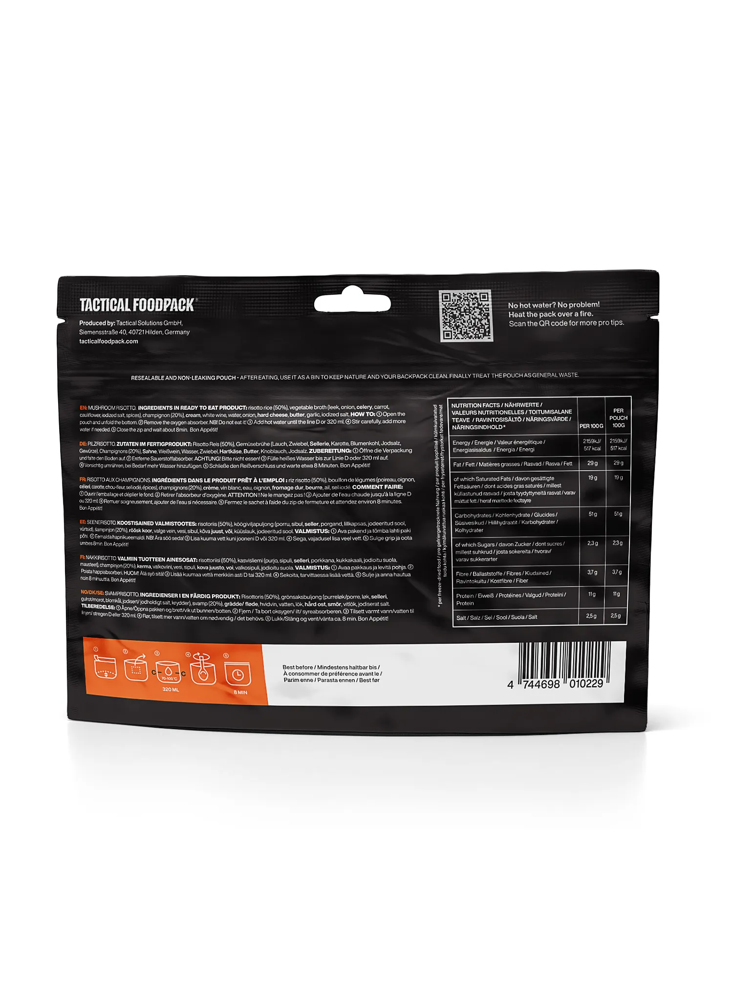 Liofilizatas Tactical Foodpack Grybų rizotas 420 g