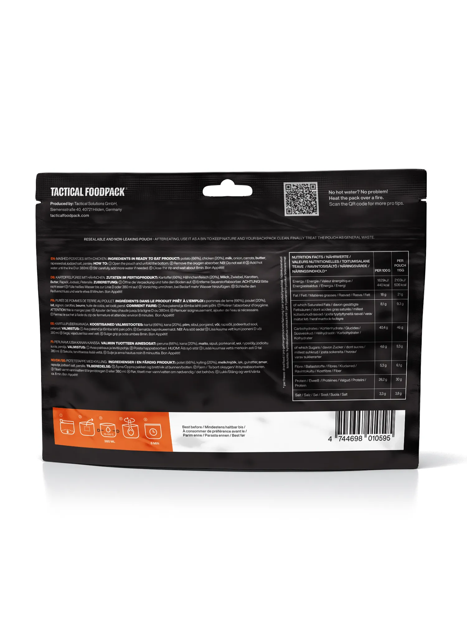 Liofilizatas Tactical Foodpack Bulvių košė su vištiena 495 g