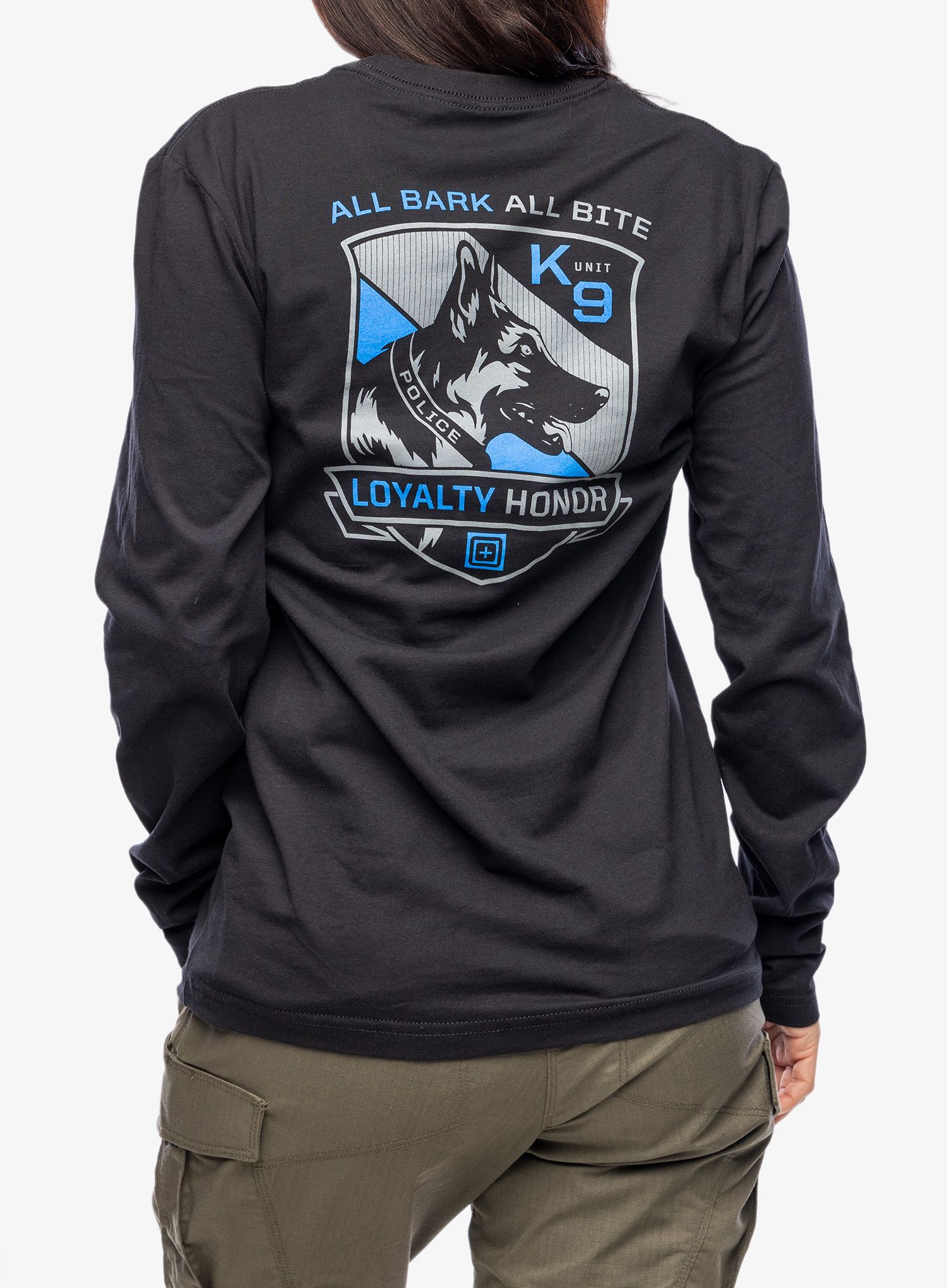 Marškinėliai ilgomis rankovėmis moterims 5.11 All Bark Bite L/S Tee - black
