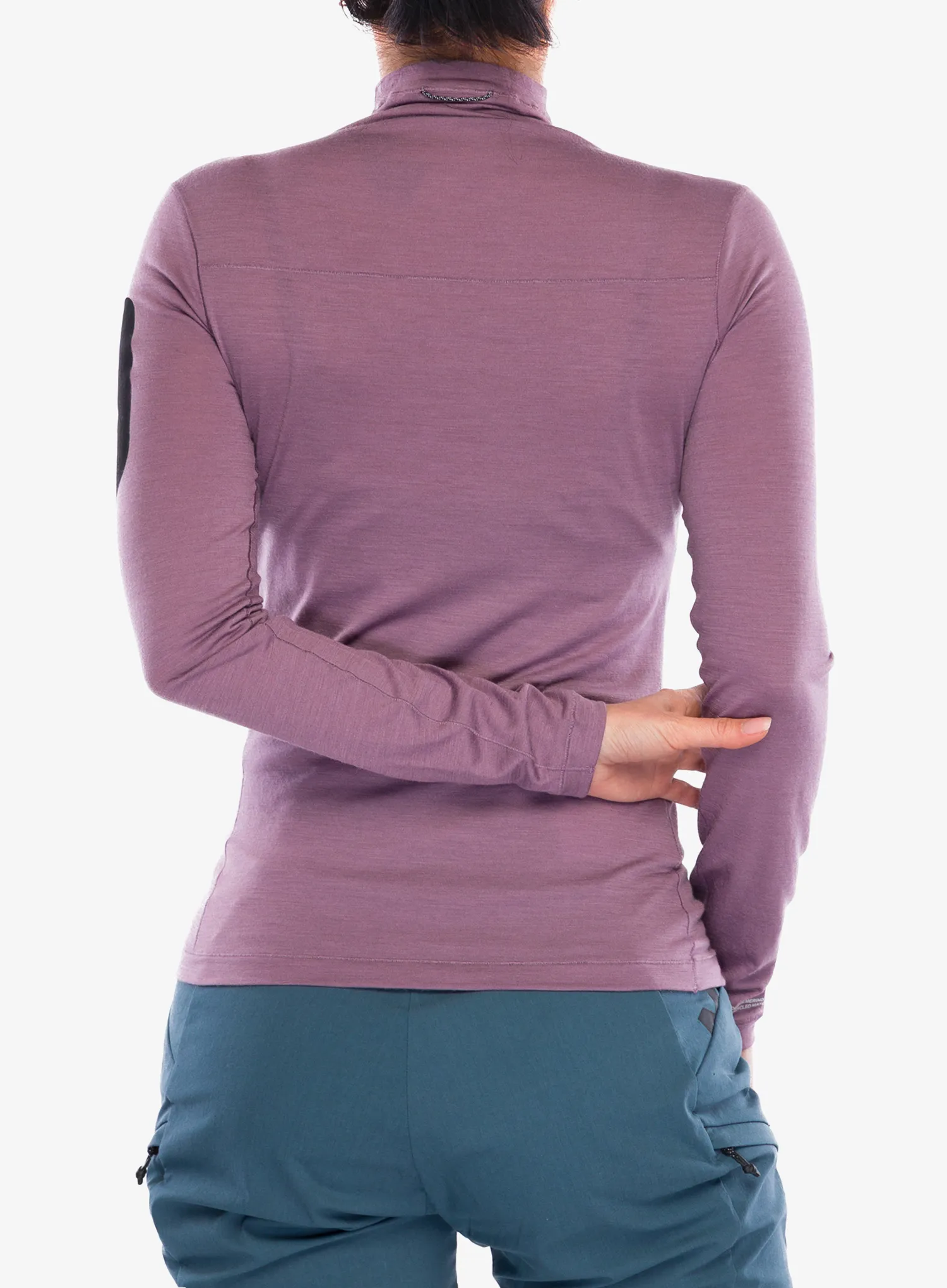 Marškinėliai ilgomis rankovėmis moterims Mons Royale Diversion Merino Mock Neck Long Sleeve - mauve