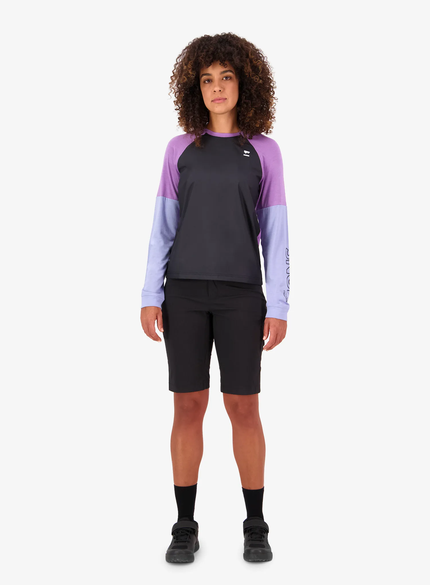 Marškinėliai ilgomis rankovėmis moterims Mons Royale Tarn Merino Bike Wind Jersey - skyline/bloom/black