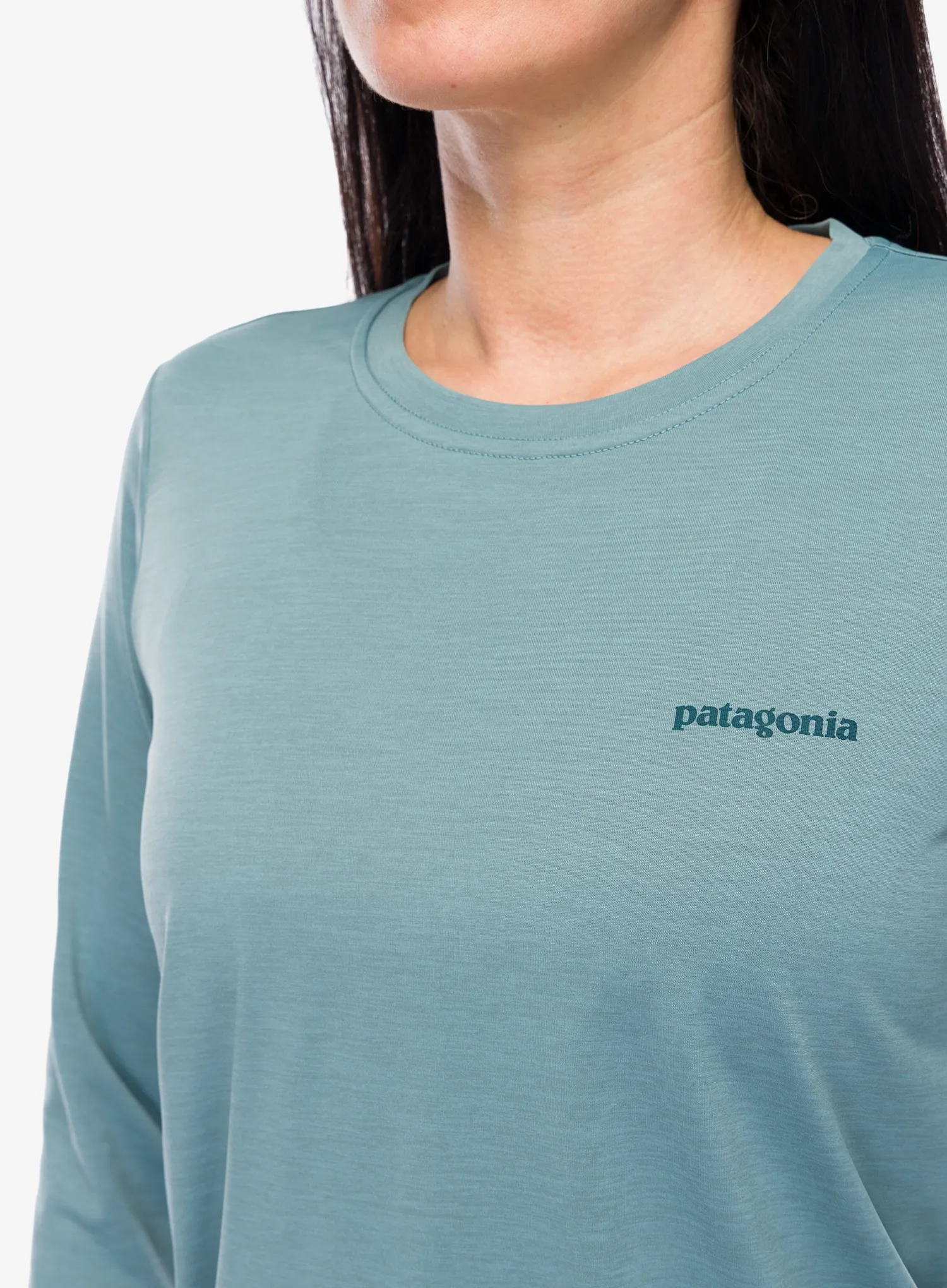 Marškinėliai ilgomis rankovėmis moterims Patagonia L/S Cap Cool Daily Shirt Boardshort Logo - blue sage/l.blue sage x-dye