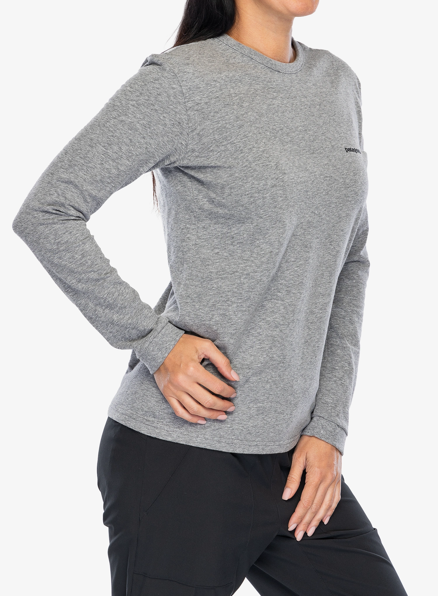 Marškinėliai ilgomis rankovėmis moterims Patagonia L/S P-6 Logo Responsibili-Tee - gravel heather