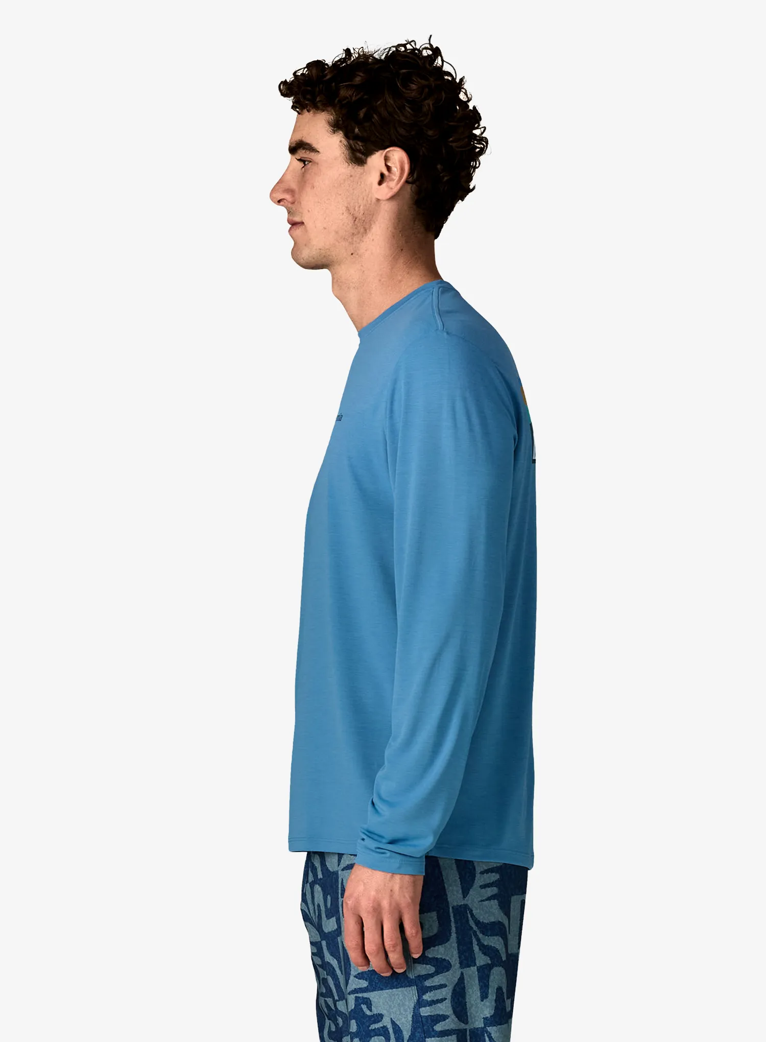 Longsleeve Patagonia L/S Cap Cool Daily Shirt Boardshort Logo - shore blue/l.shore blue x-dye