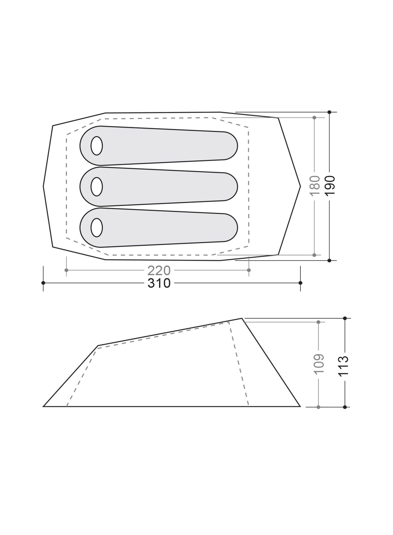 Trivietė palapinė Camp Minima 3 SL - green
