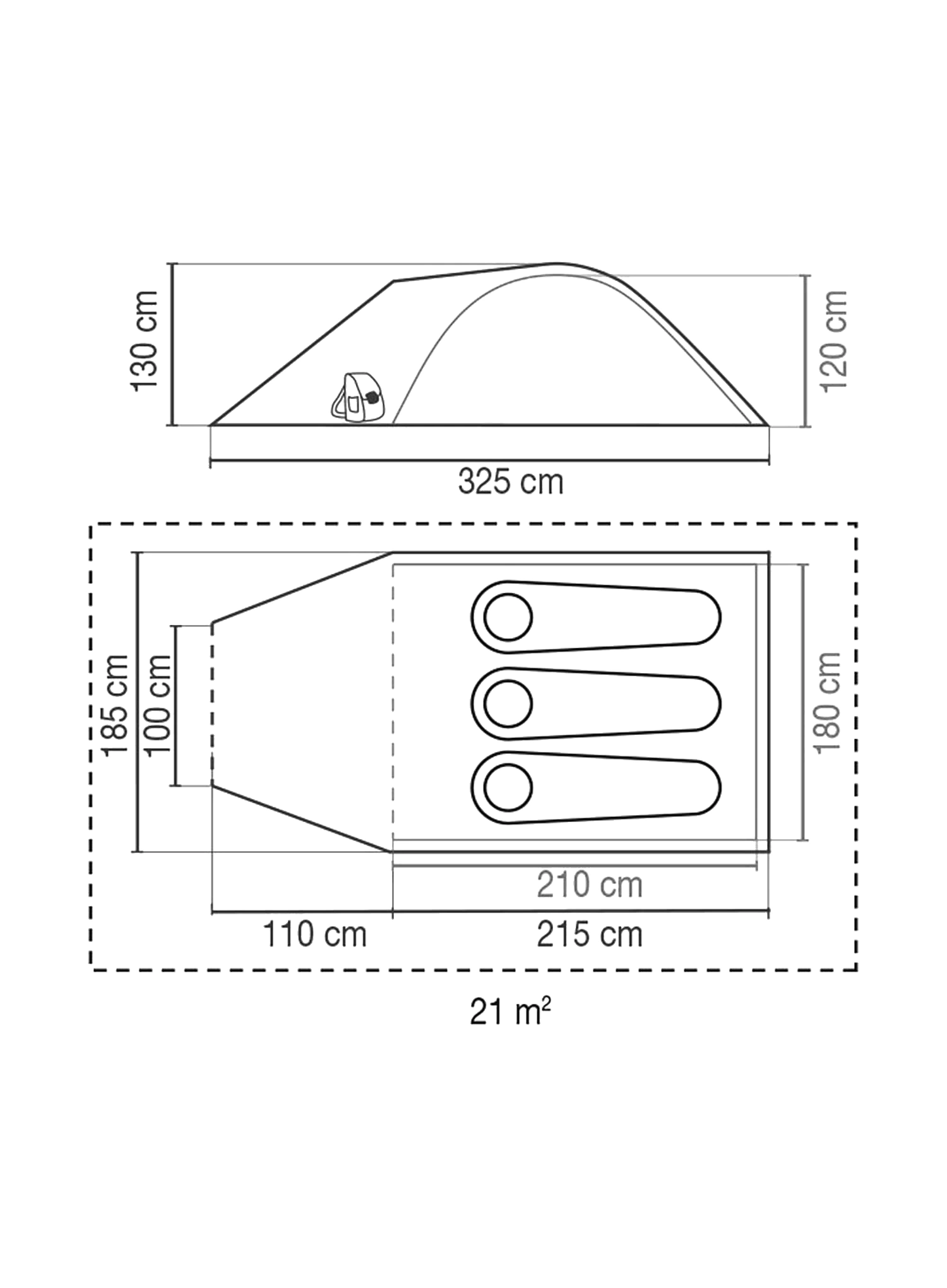 Trivietė palapinė Coleman Darwin 3 Plus Blackout