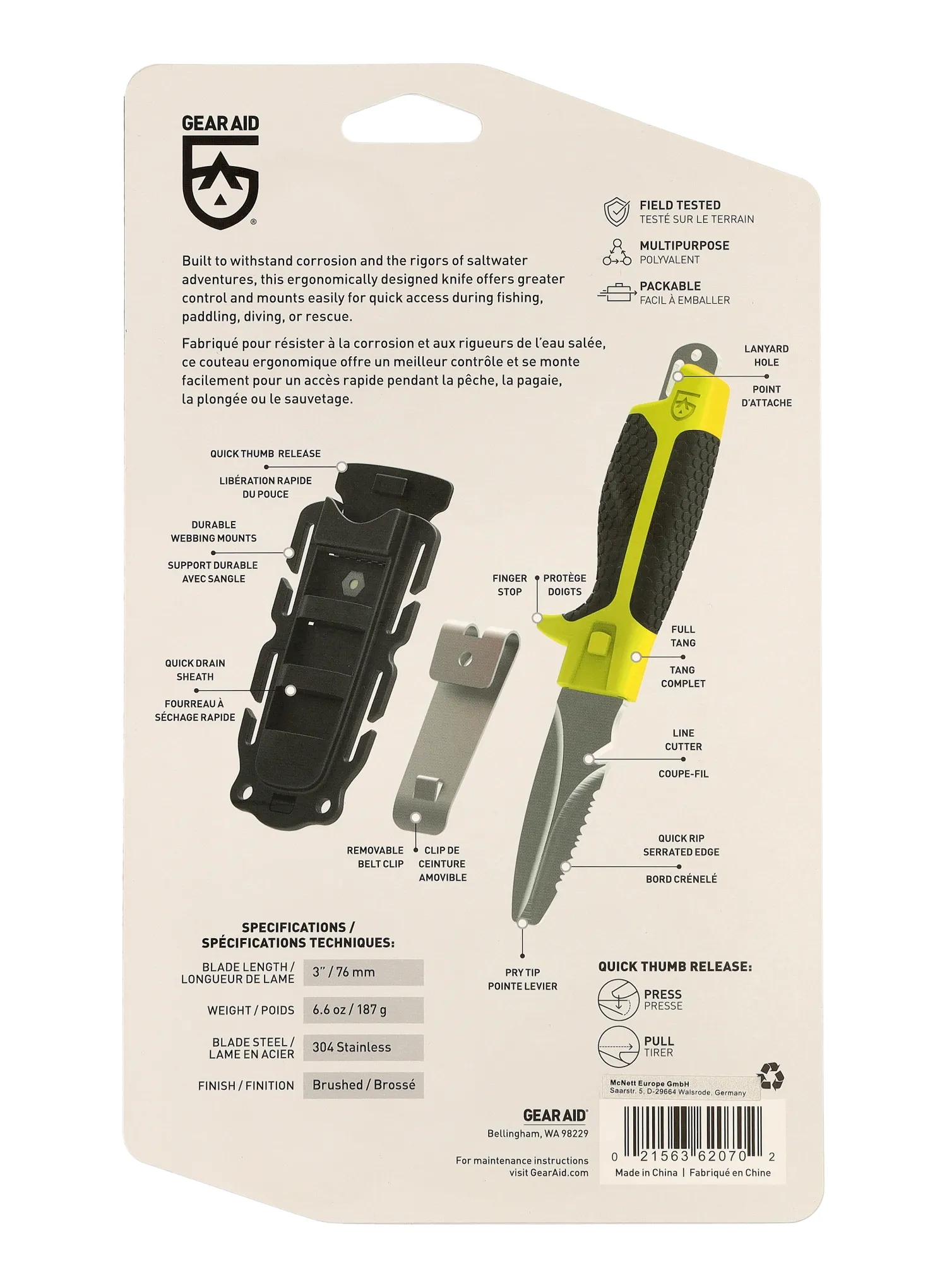 Taktinis peilis GearAid Tanu Dive and Rescue - grey