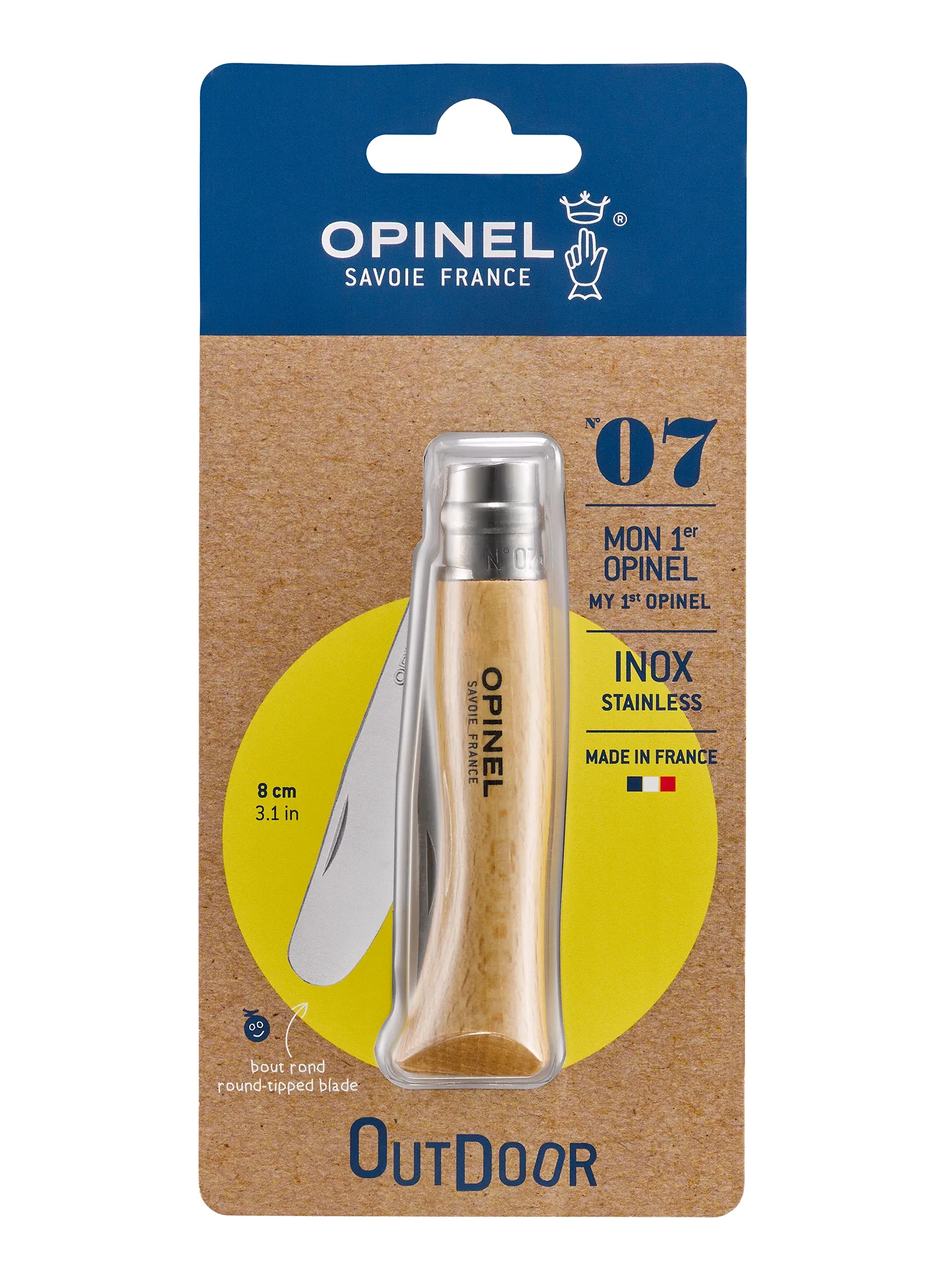 Turistinis peilis Opinel My First Opinel No.07 Blister - natural
