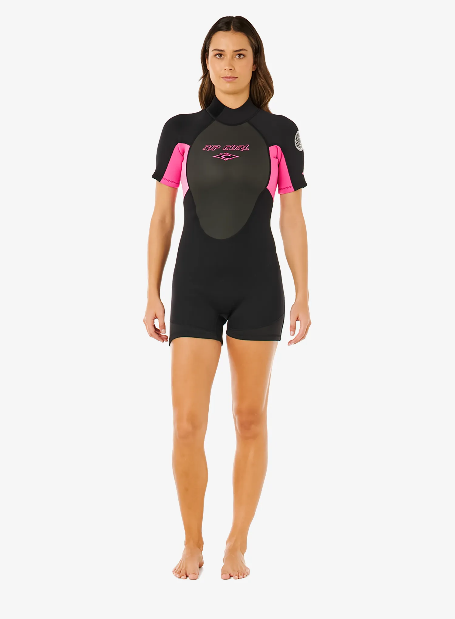 Moteriškas neopreno kostiumas Rip Curl Omega Back Zip Springsuit - black/pink