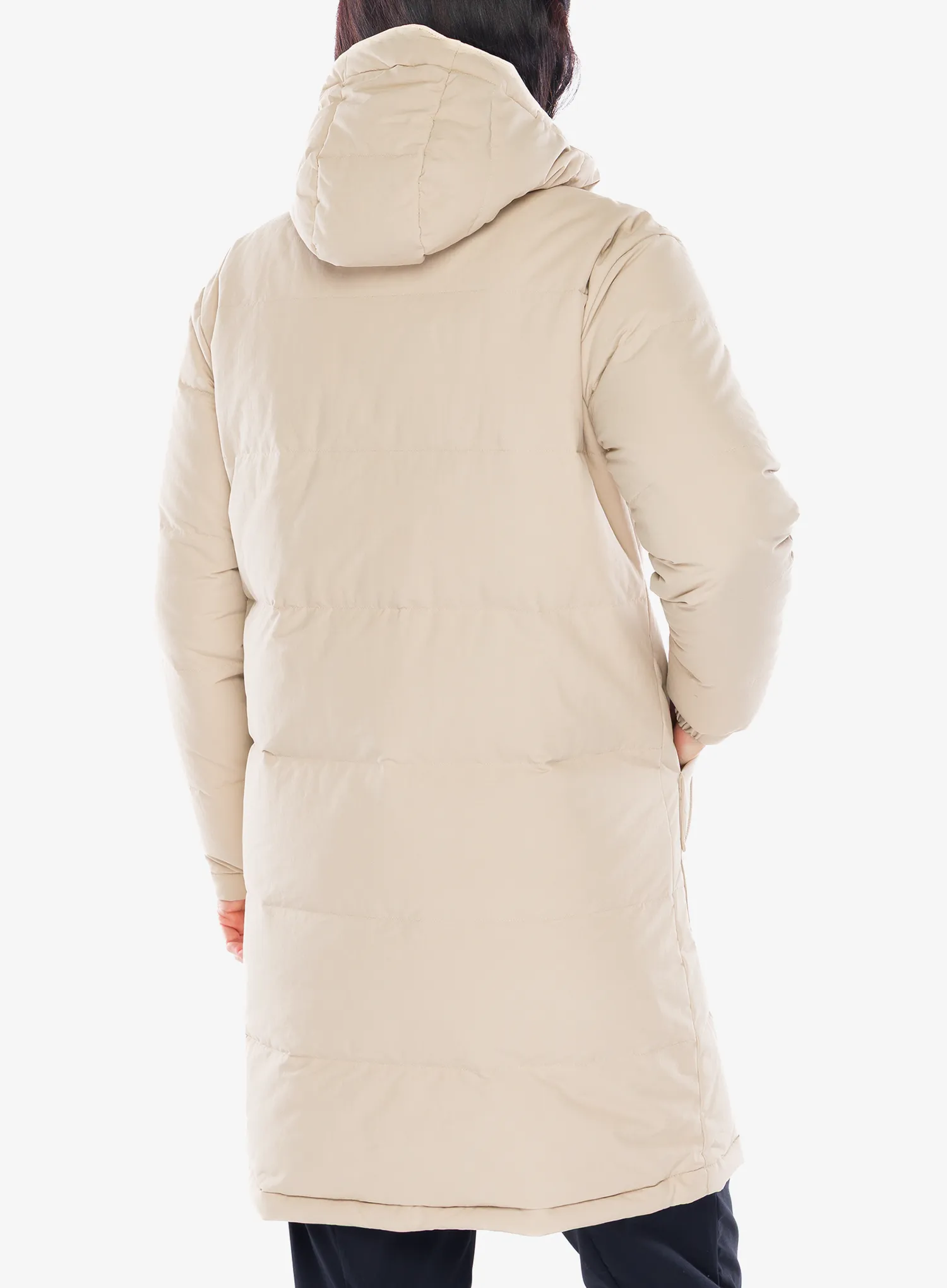 Moteriškas pūkinis paltas Patagonia Downdrift Parka - oar tan